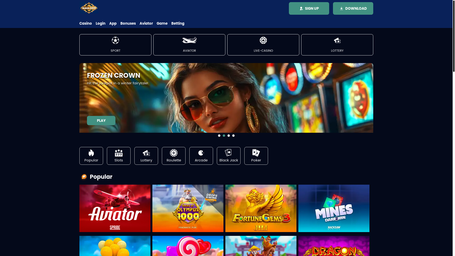 website screenshot of https://winnava999.com/