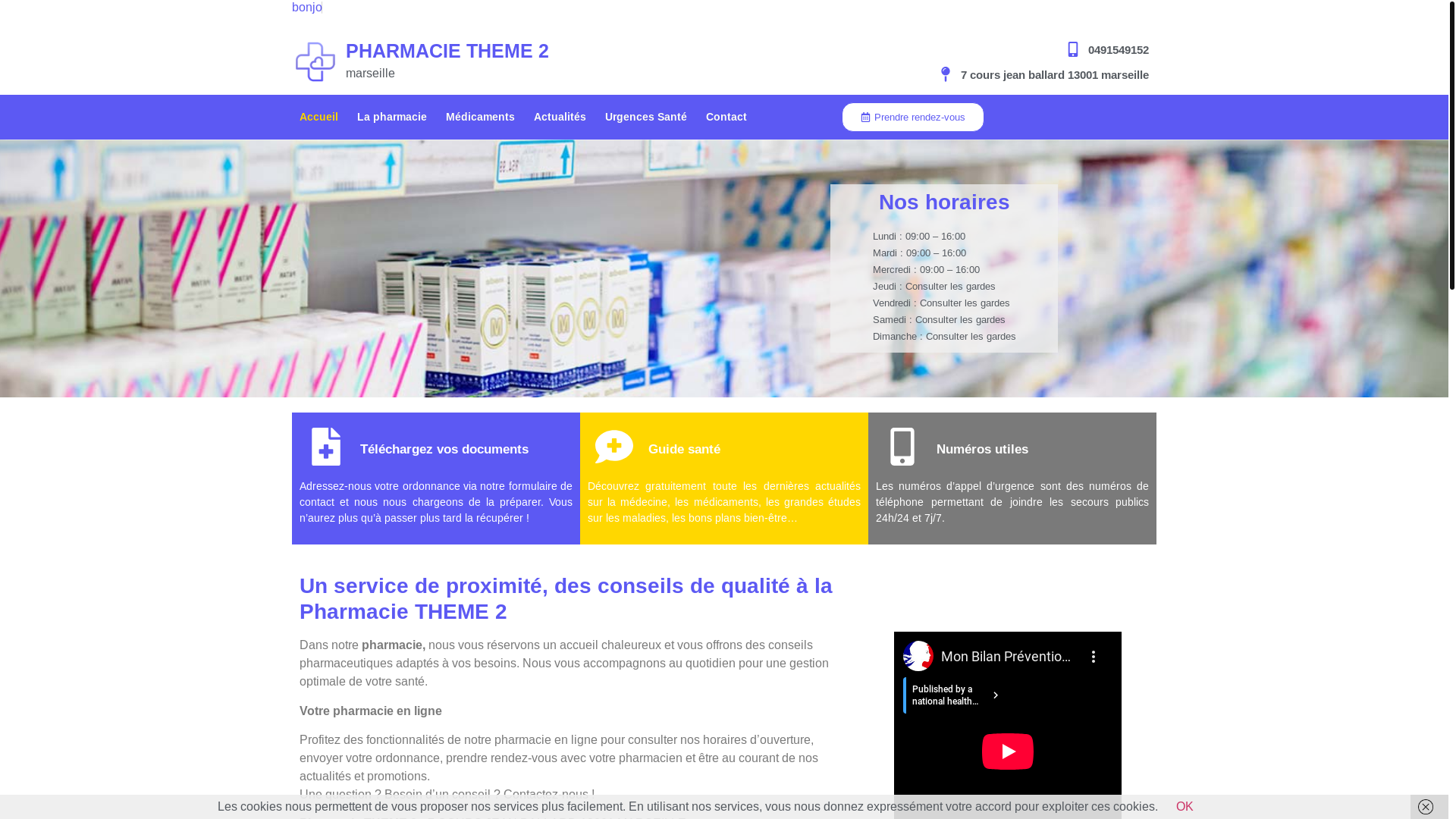 website screenshot of https://pharmaciedebourran.fr/