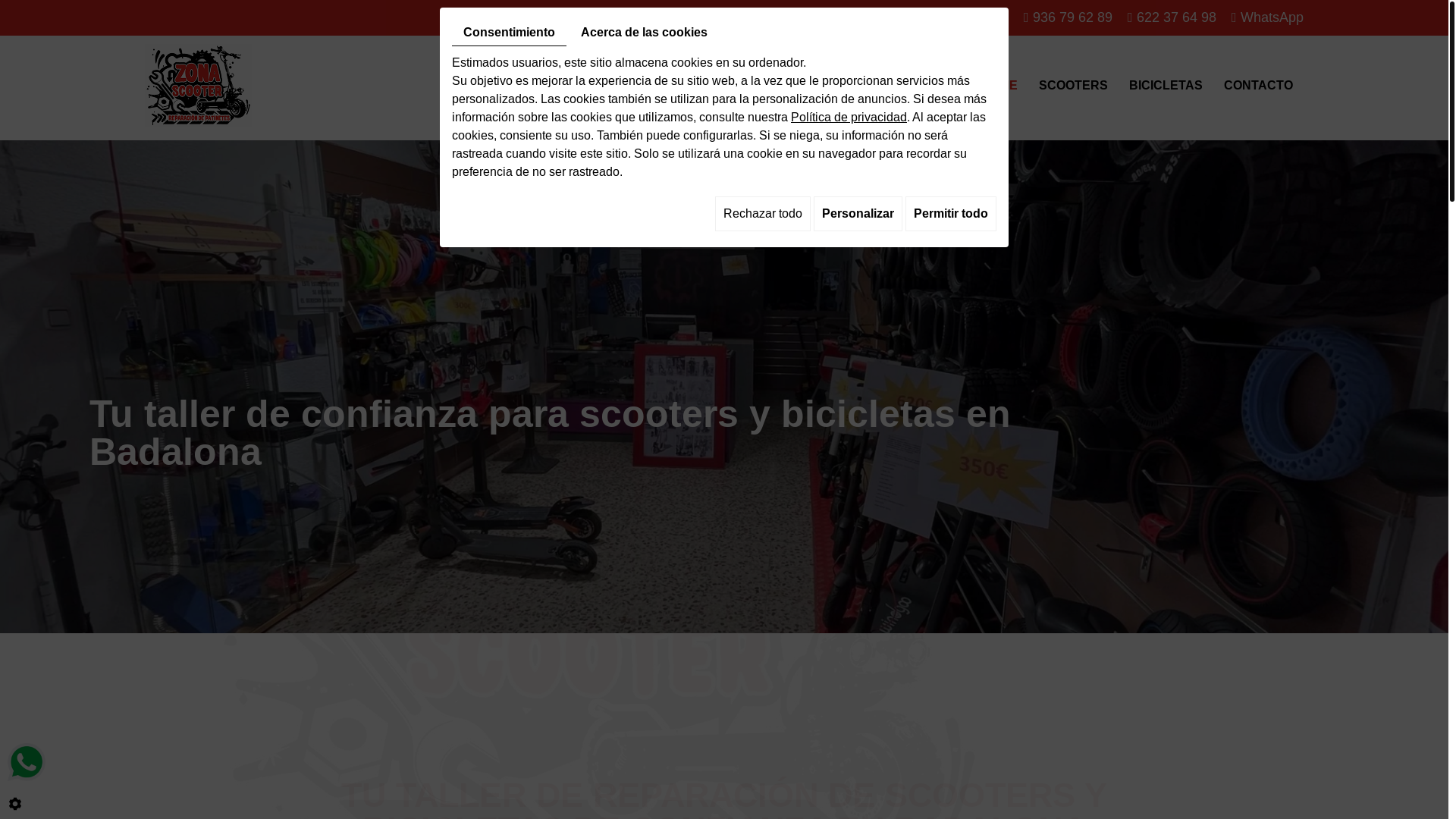 website screenshot of https://zonascooters.es/