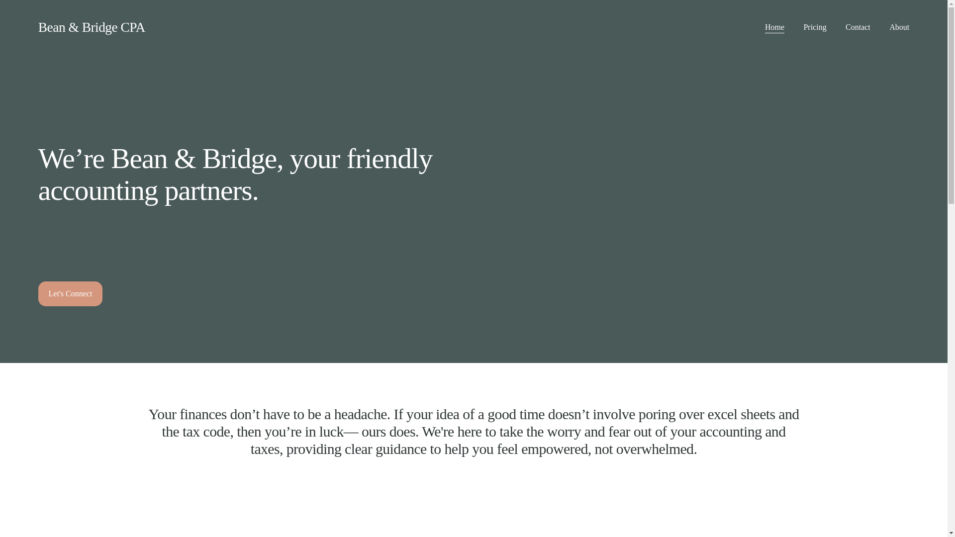 website screenshot of https://beanandbridge.com/