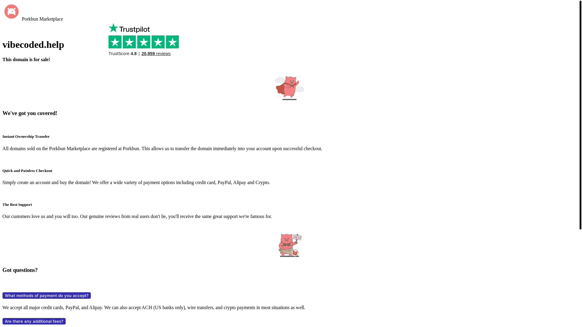 website screenshot of https://vibecoded.help/