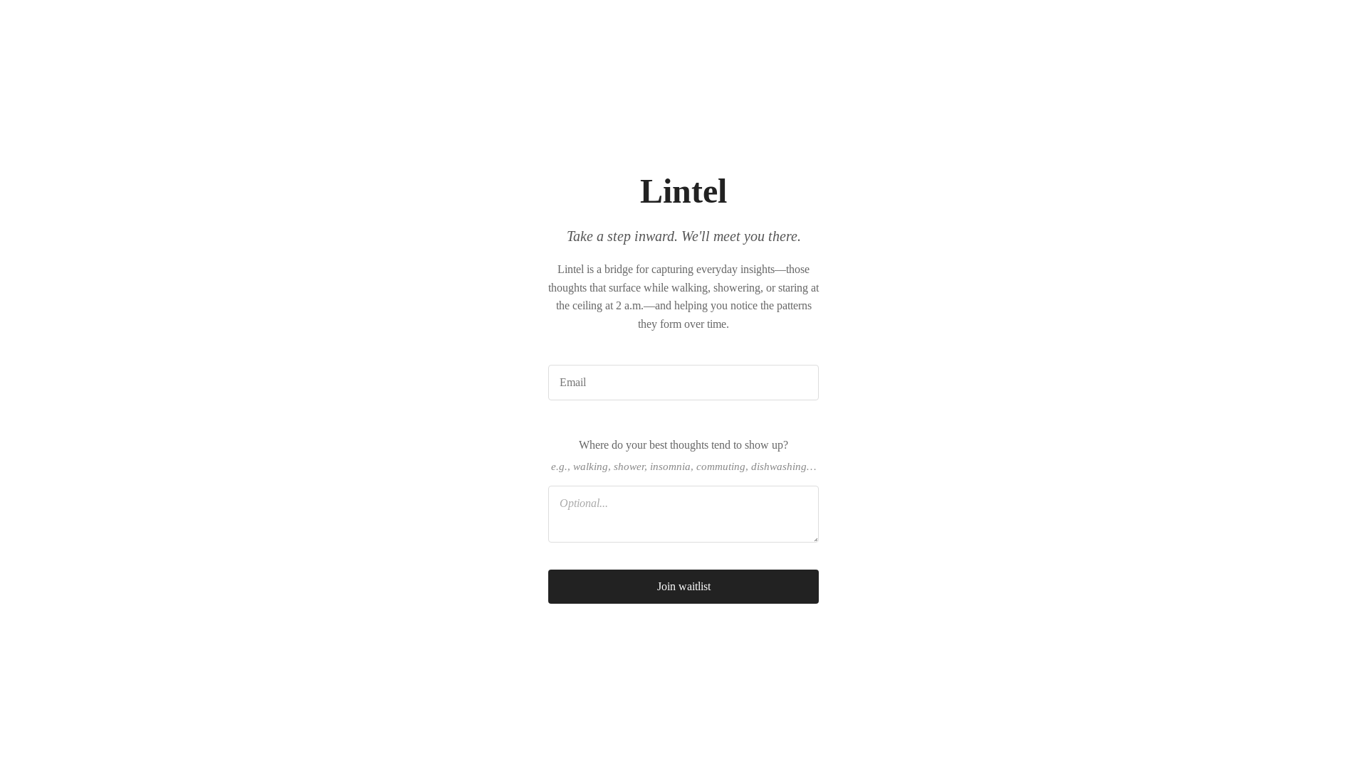 website screenshot of https://lintelhouse.com/