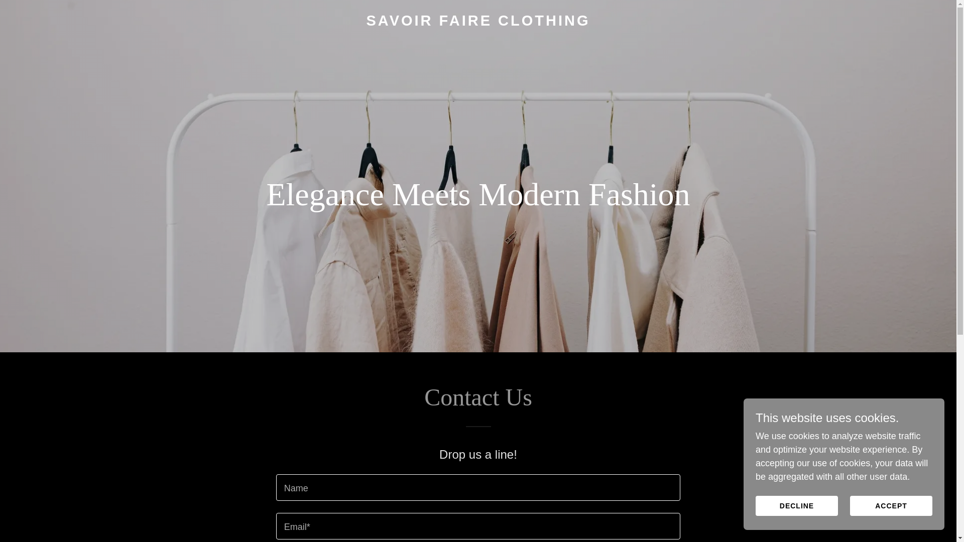 website screenshot of https://savoirfaireclothing.co.uk/