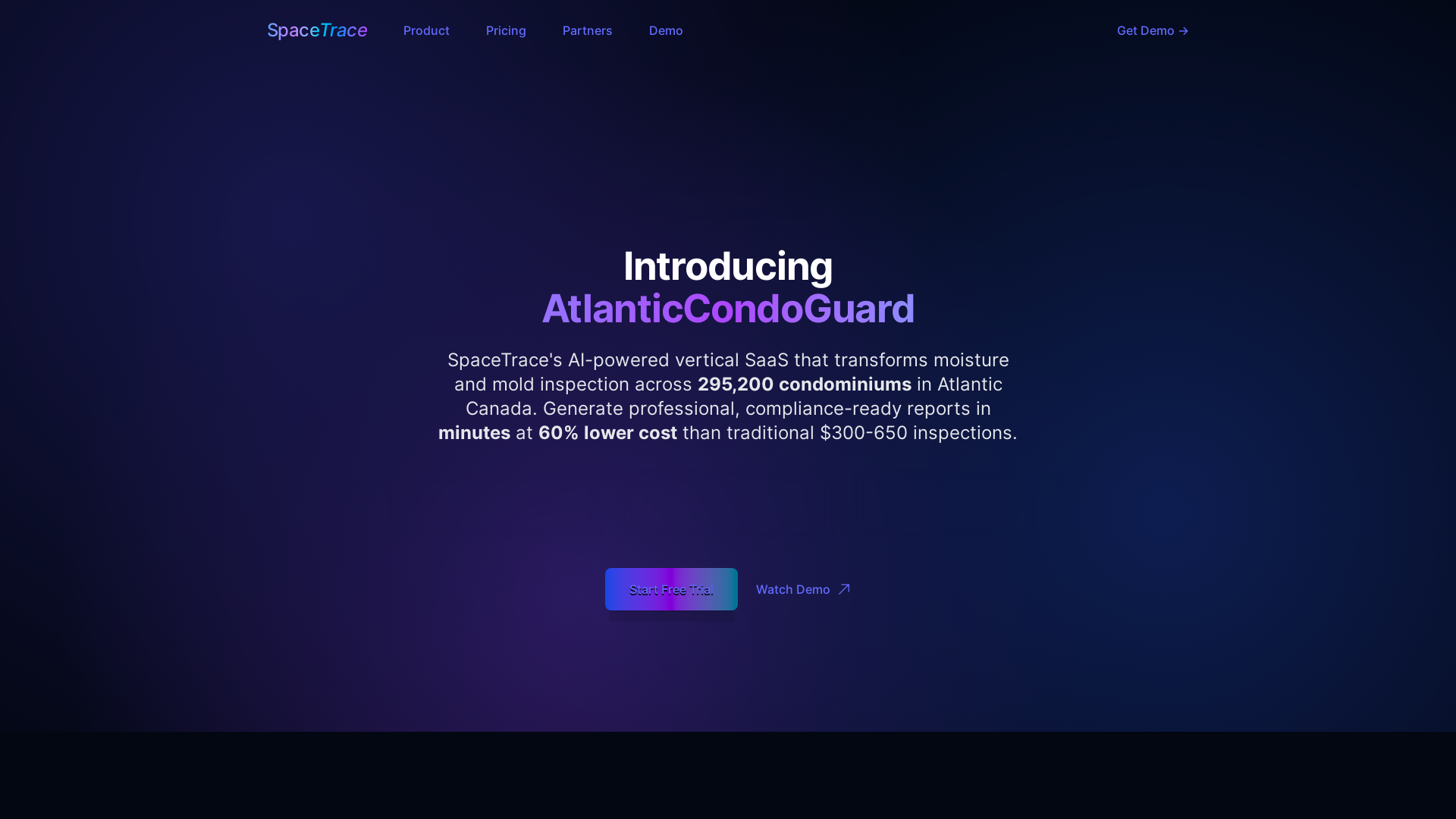 website screenshot of https://spacetrace.tech/