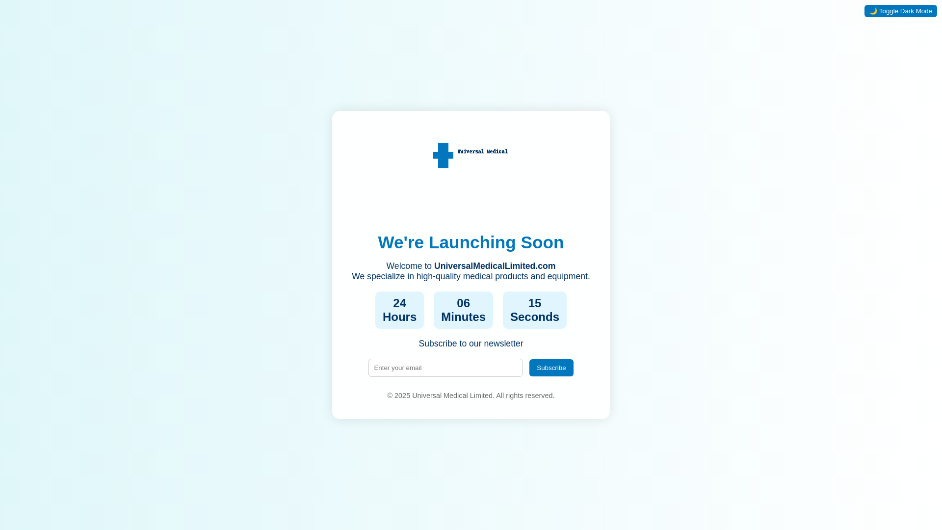 website screenshot of https://universalmedicallimited.com/