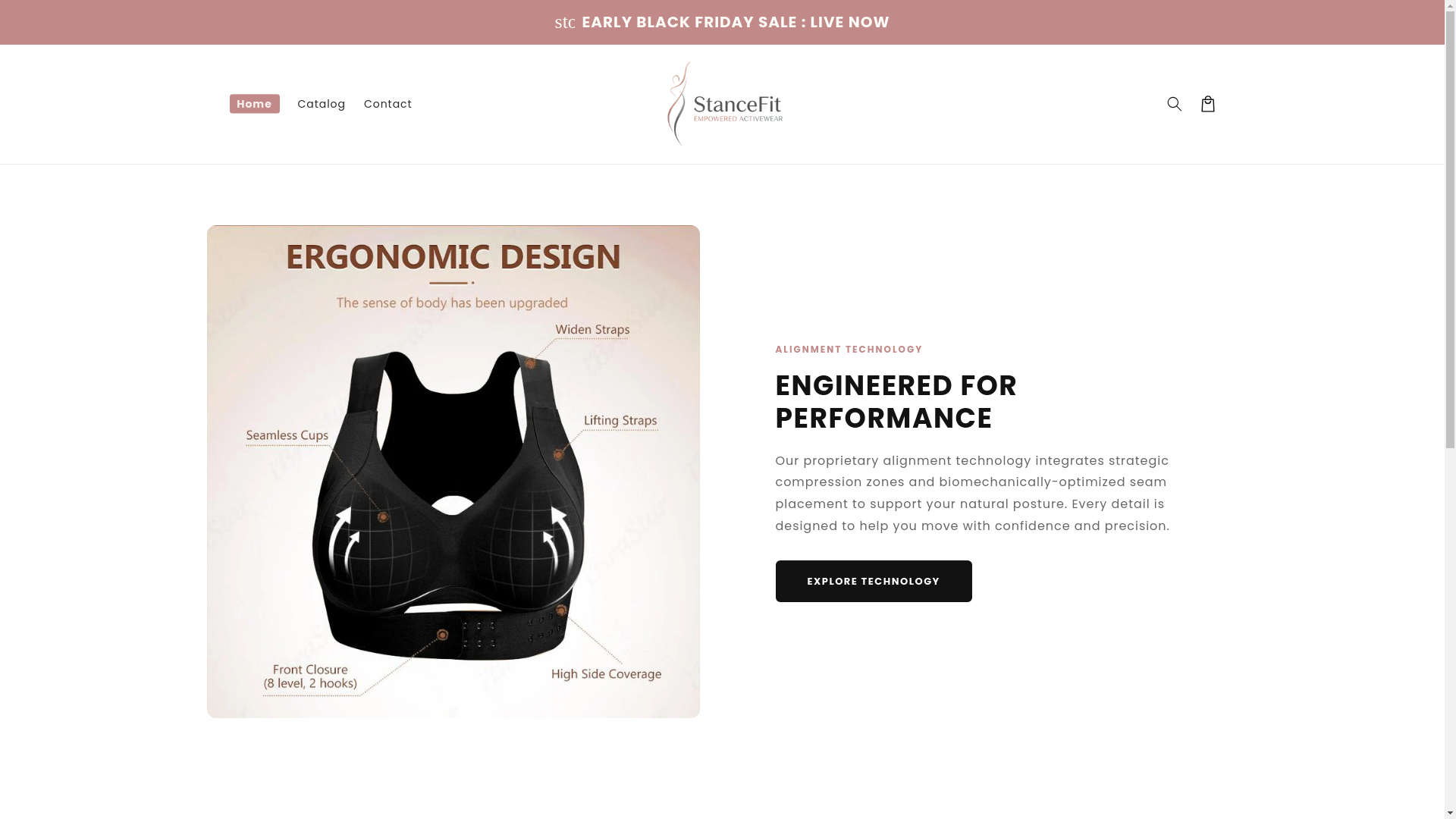 website screenshot of https://stancefitclothing.com/