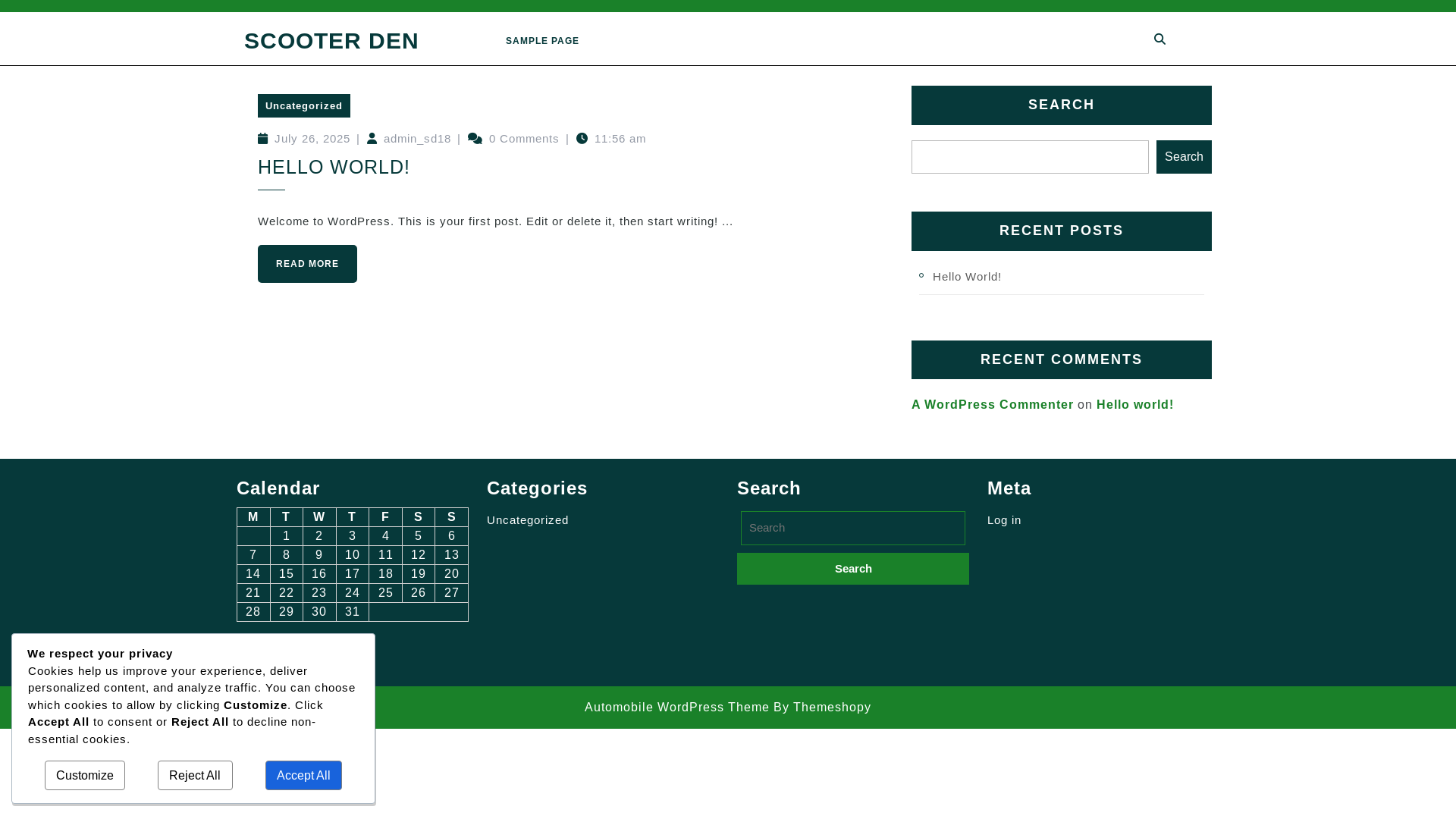 website screenshot of https://scooterden.au/