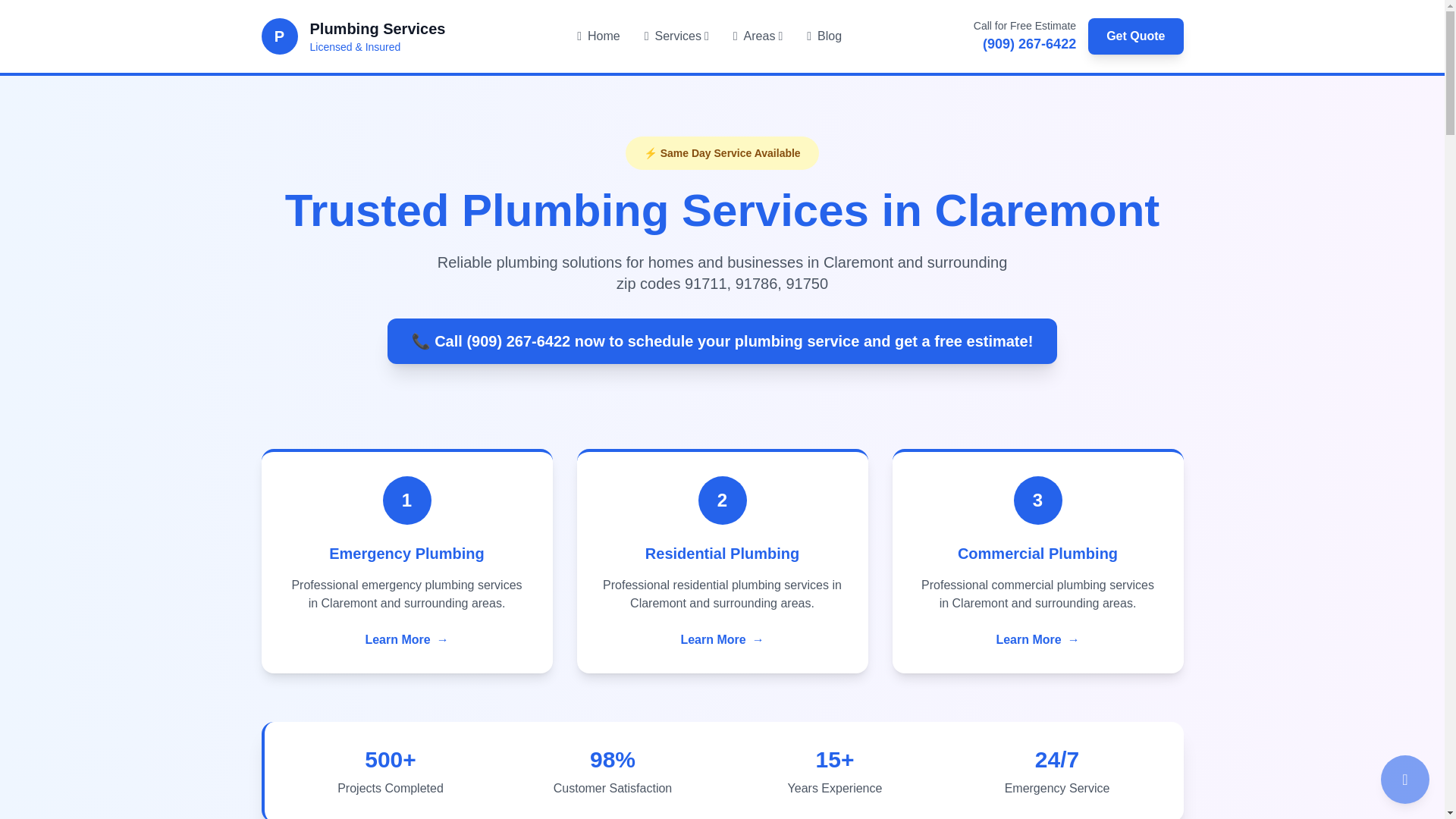 website screenshot of https://claremontplumbingcompany.pages.dev/
