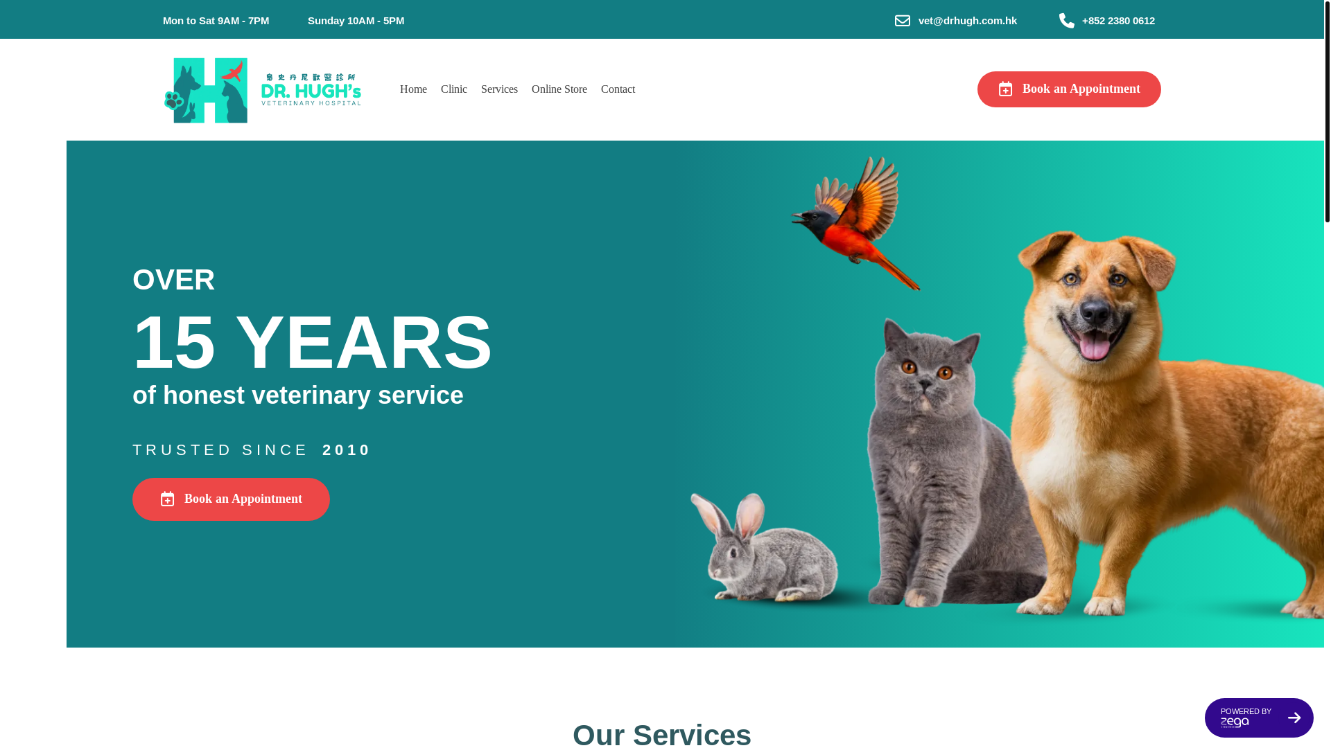 website screenshot of https://dhvh.vet/