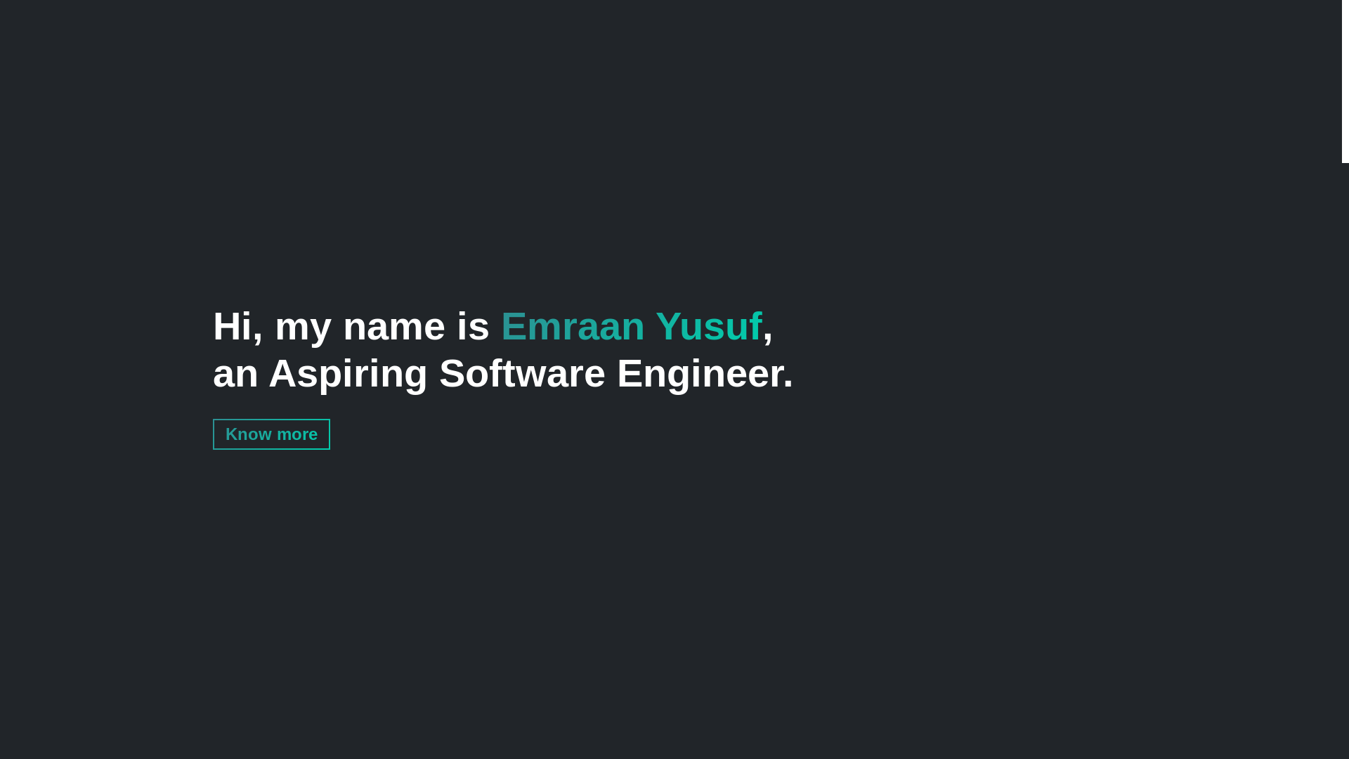 website screenshot of https://emraanyusuf.me/