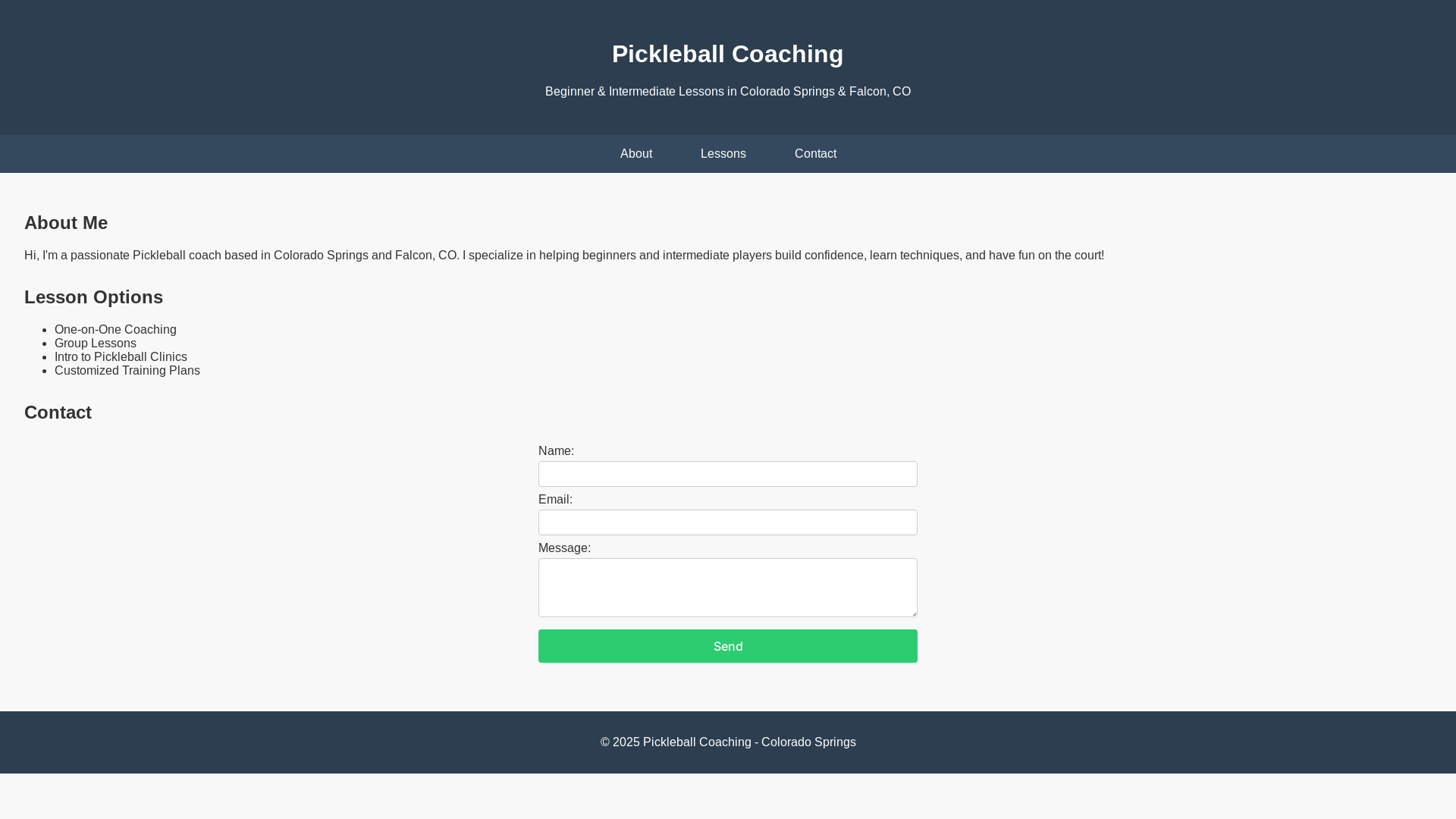 website screenshot of https://springspickleballcoach.pages.dev/