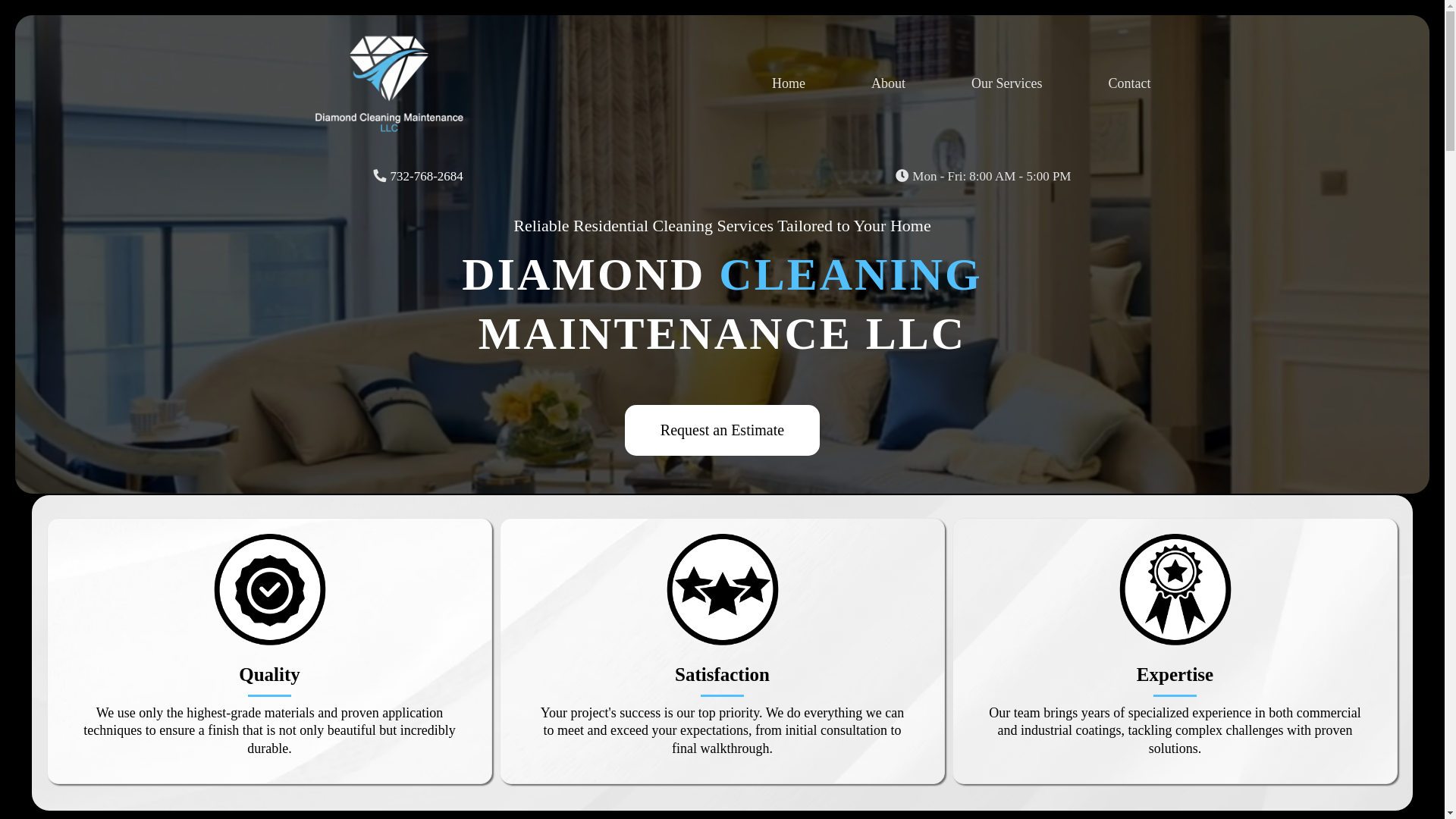 website screenshot of https://diamondcleaningmaint.com/