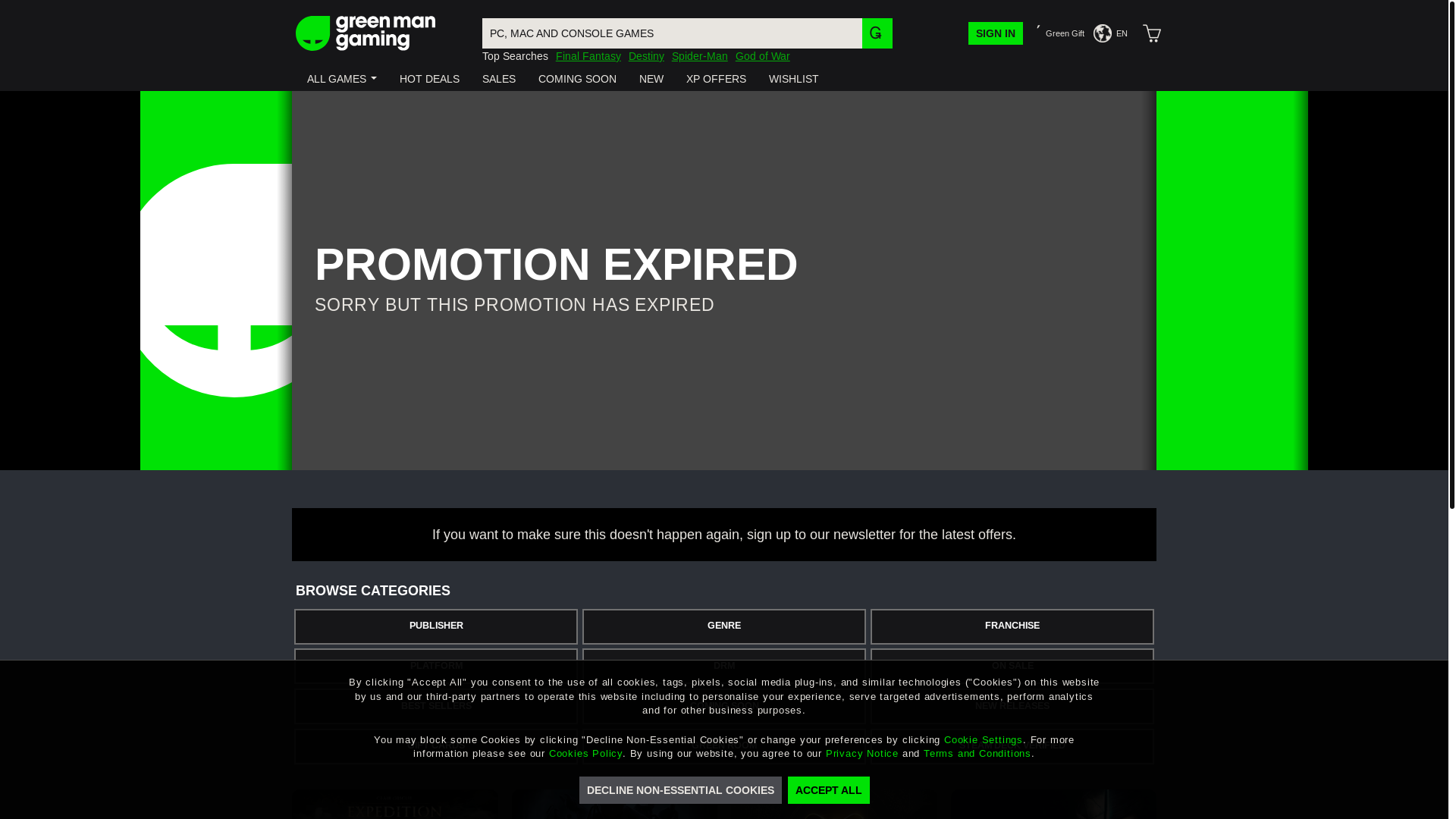 website screenshot of https://greenmengaming.com/