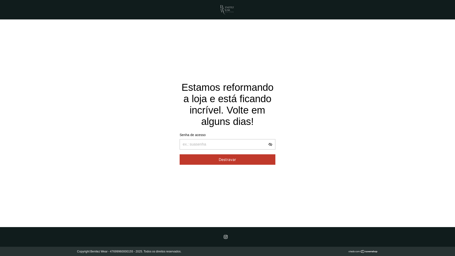 website screenshot of https://benitezwear.com.br/