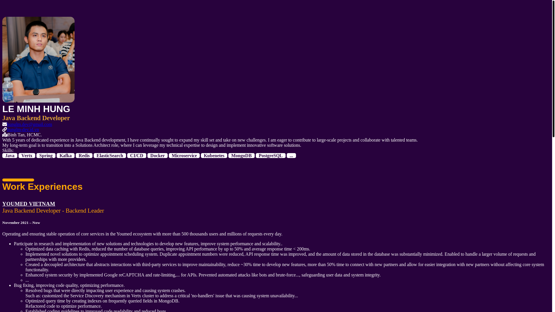 website screenshot of https://hunglm-dev.pages.dev/