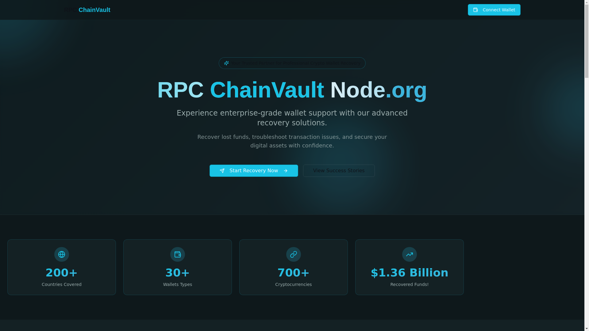 website screenshot of https://chainvaultdapp.org/