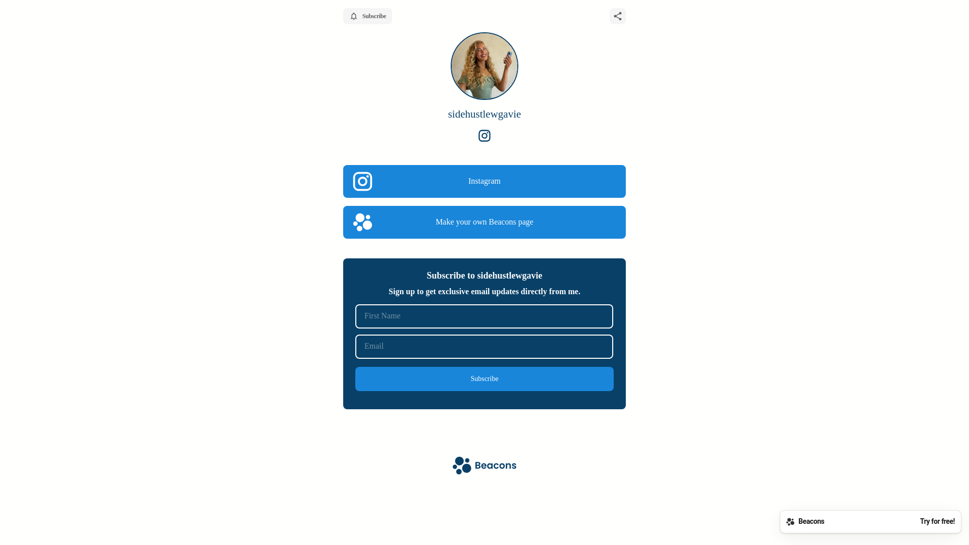 website screenshot of https://sidehustlewgavie.com/