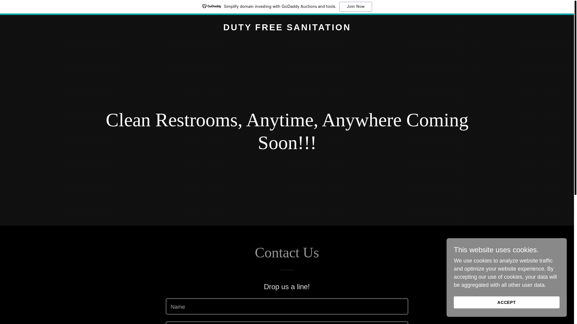 website screenshot of https://dutyfreesanitation.com/