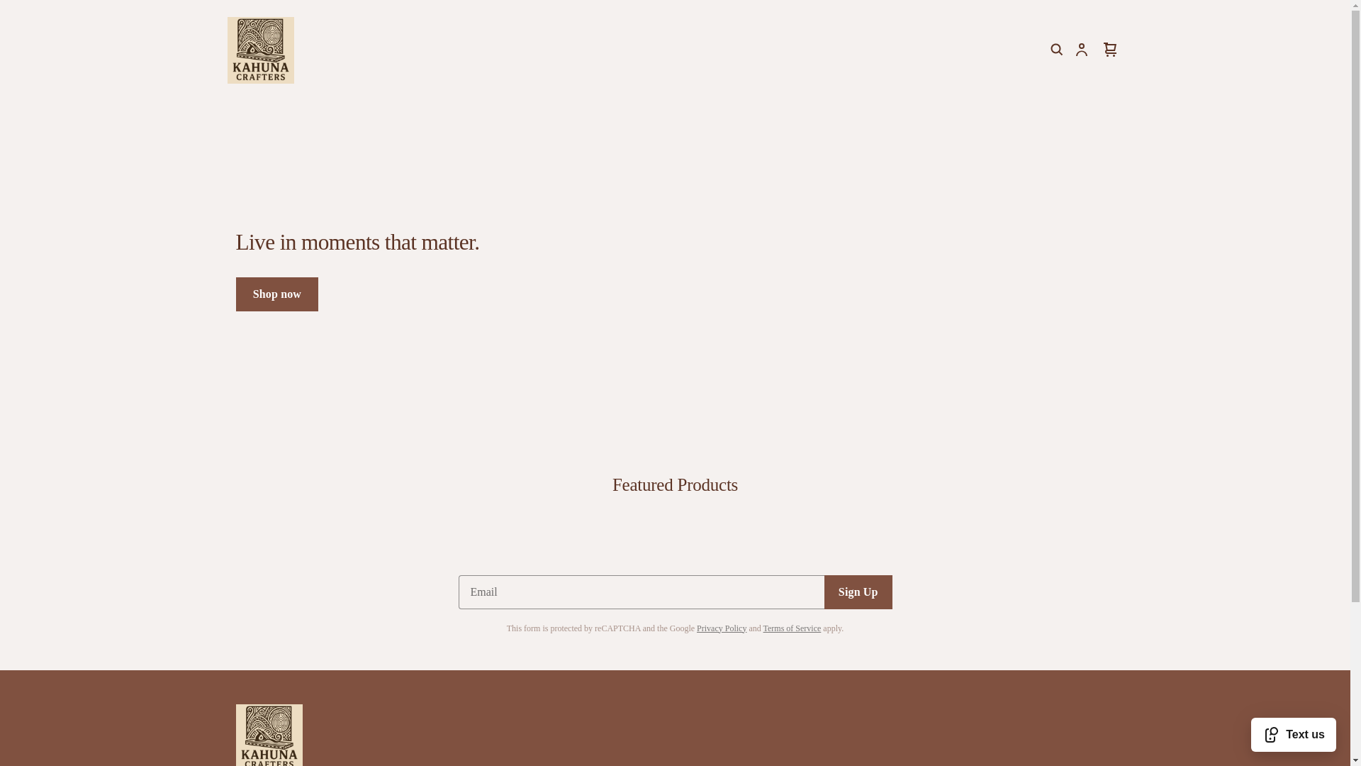 website screenshot of https://kahunacrafters.com/