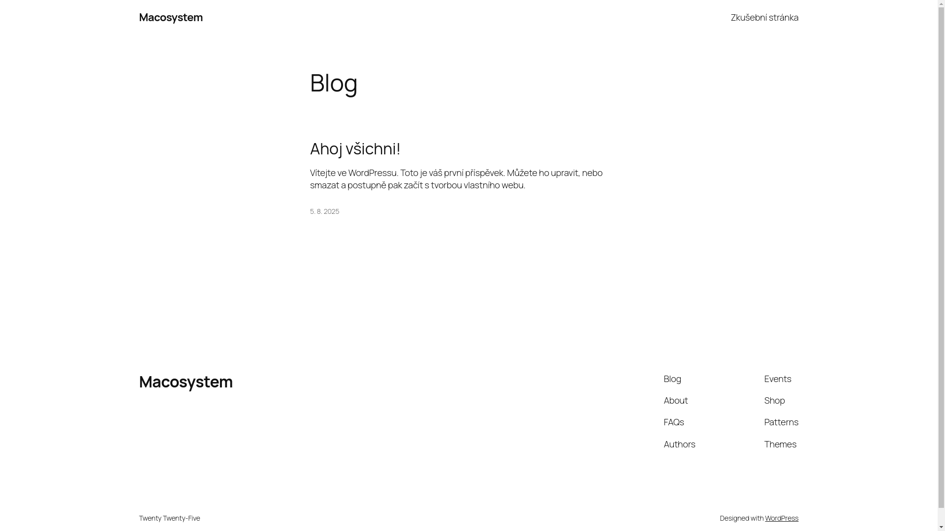 website screenshot of https://macosystem.cz/