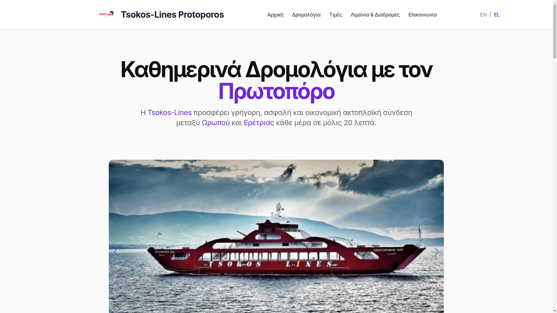 website screenshot of https://tsokosferrieseretria.gr/