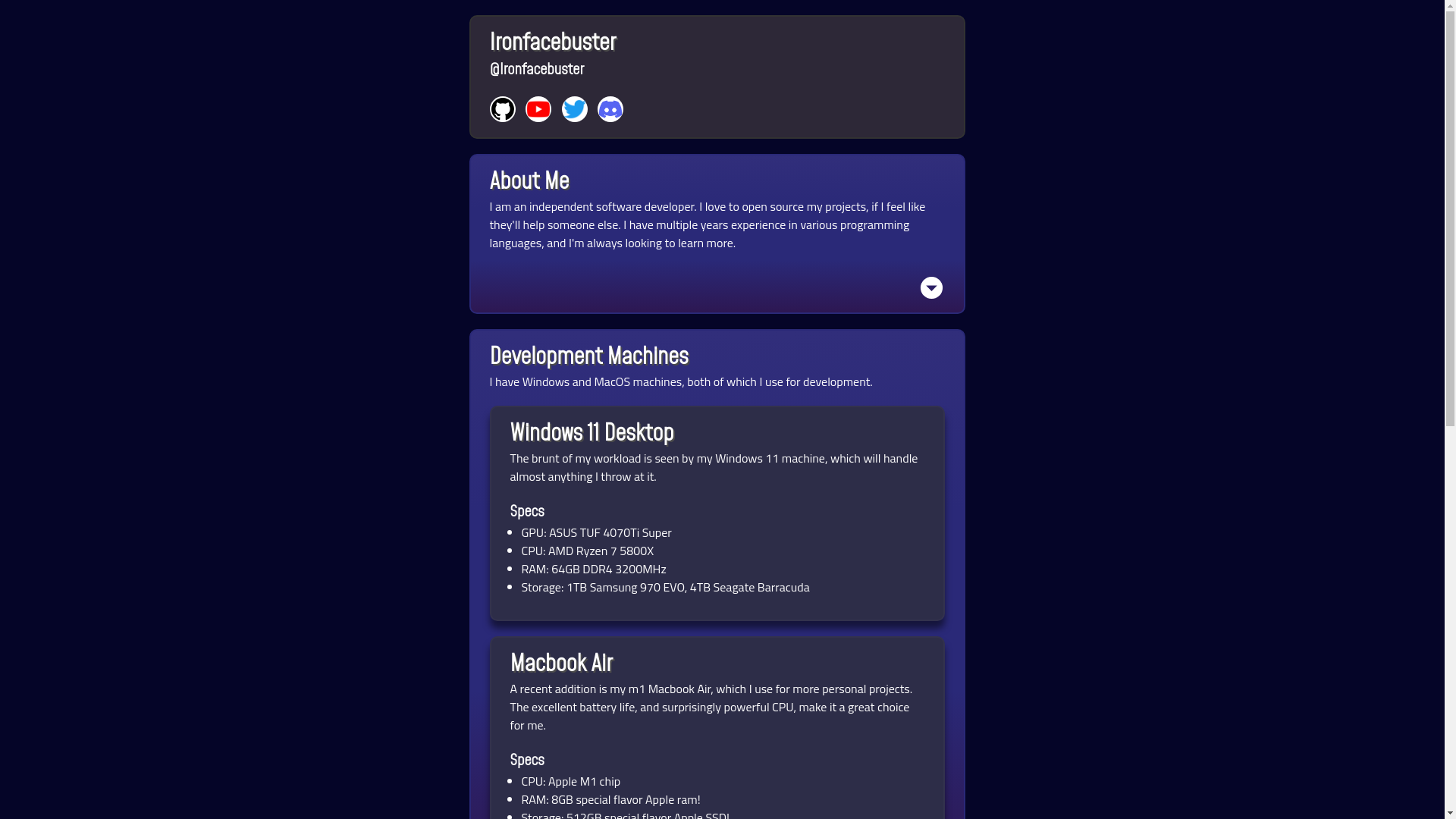 website screenshot of https://ironfacebuster.xyz/