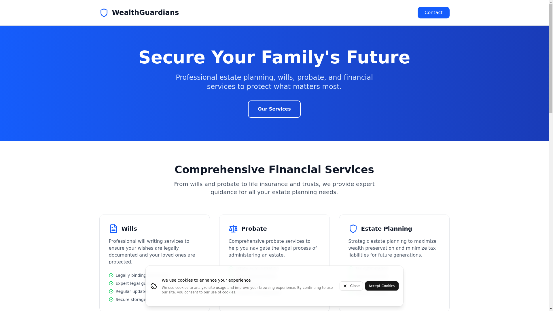 website screenshot of https://wealthguardians.co.uk/