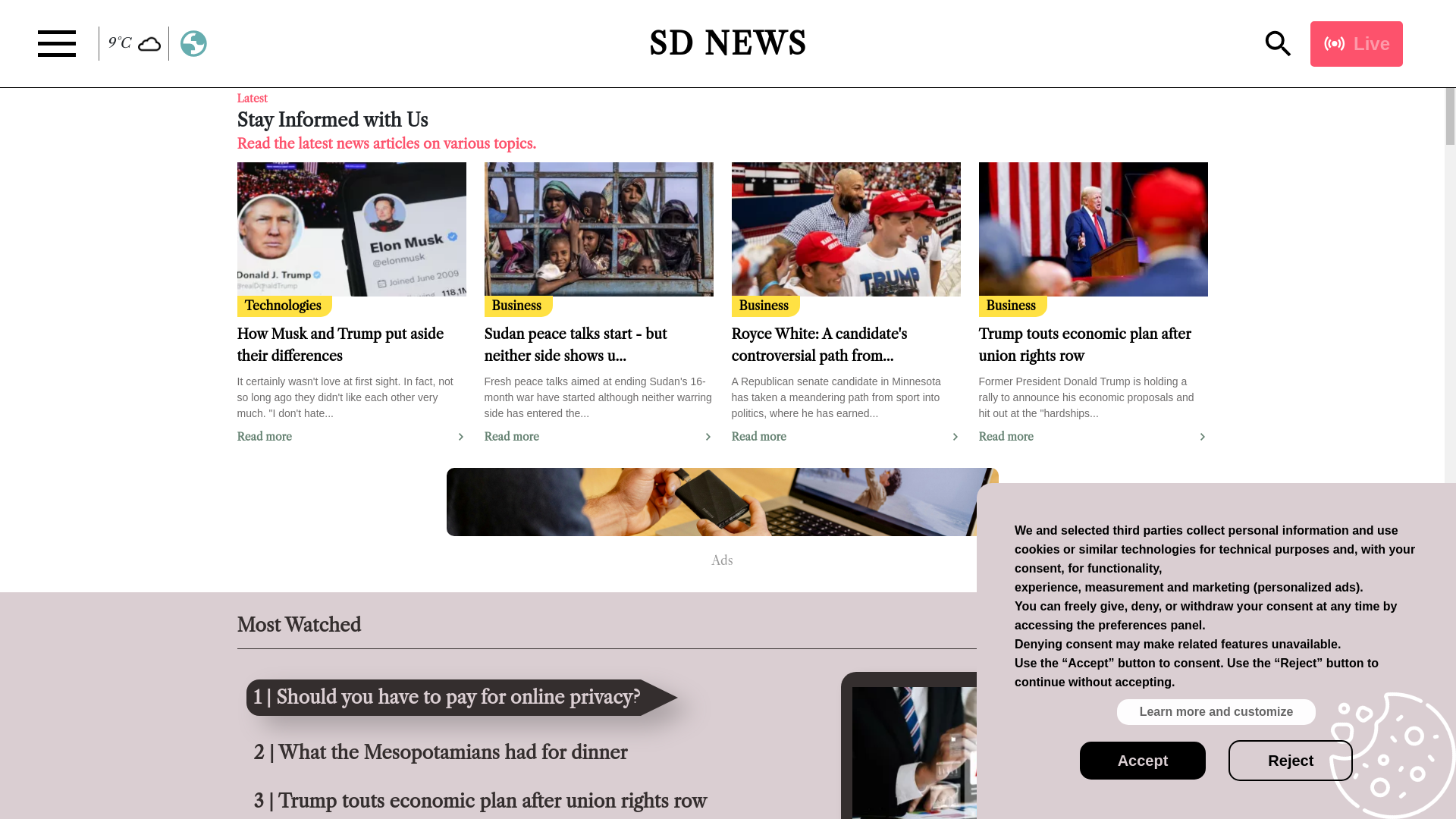 website screenshot of https://news.sdr-codehub.com/