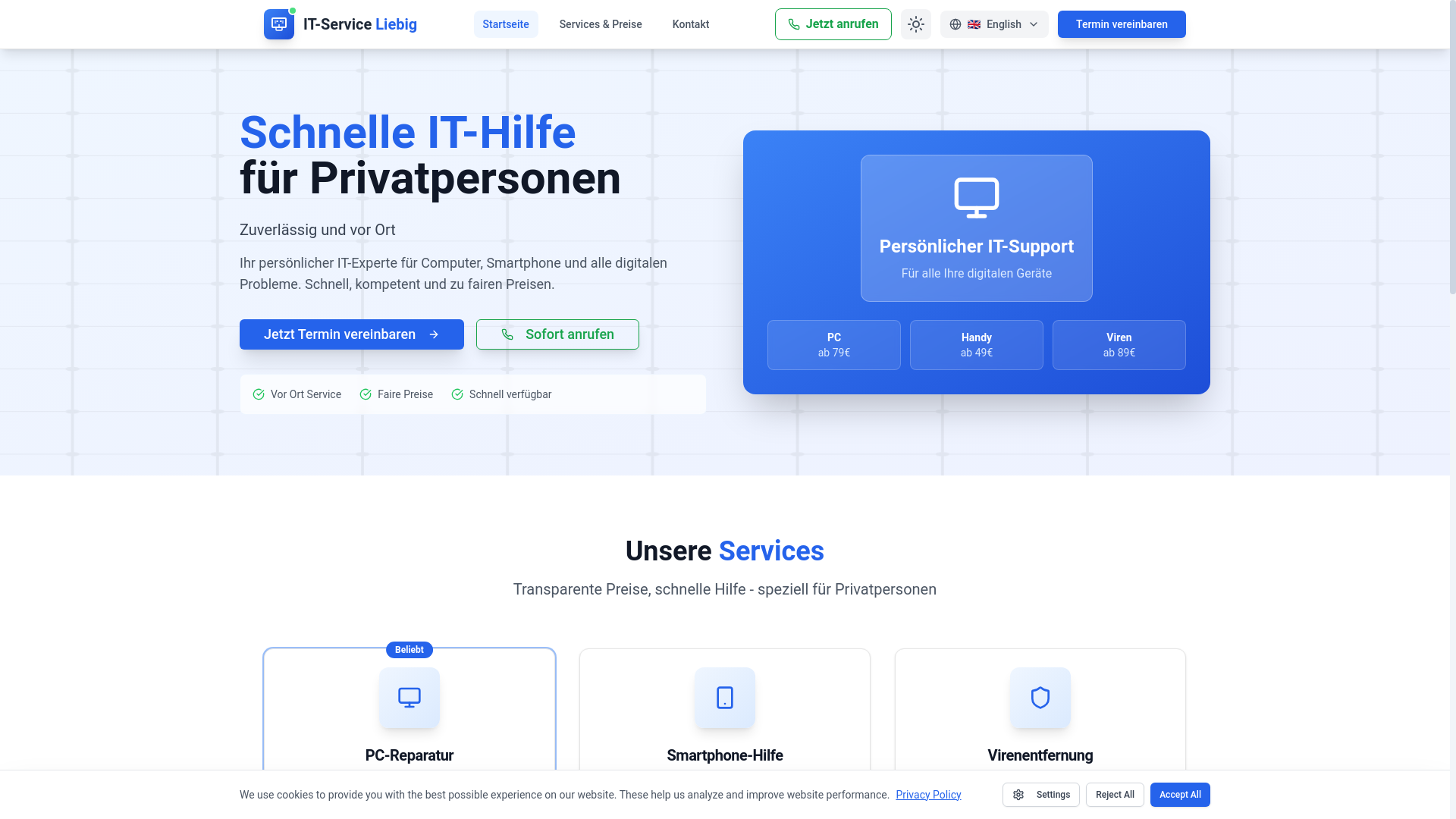 website screenshot of https://itserviceliebig.de/