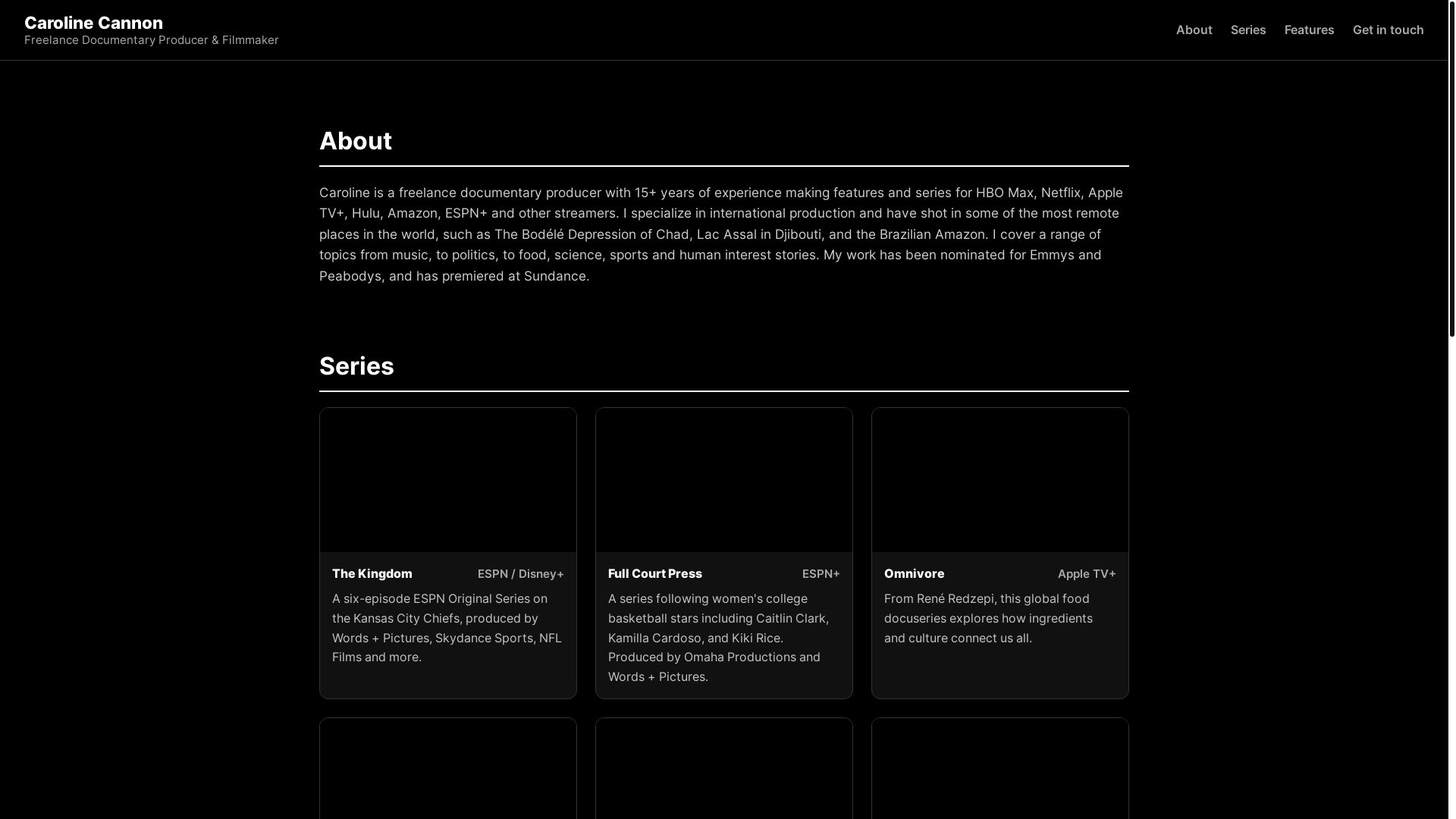 website screenshot of https://carolinegcannon.com/