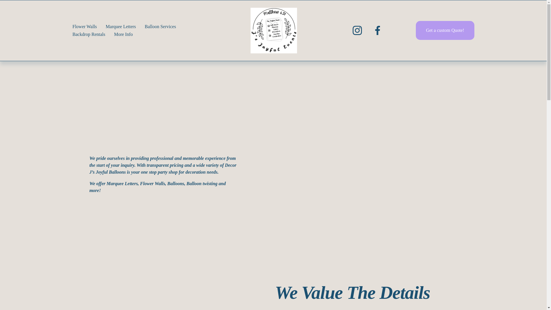 website screenshot of https://jsjoyfulevents.com/