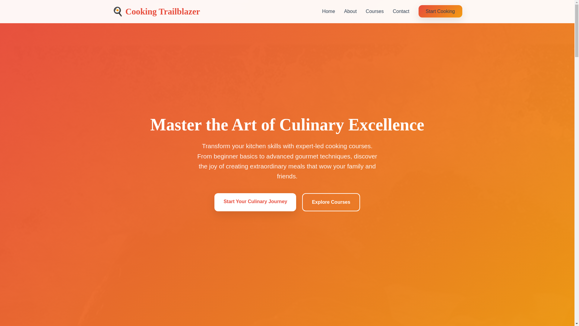 website screenshot of https://cookingtrailblazer.courses/