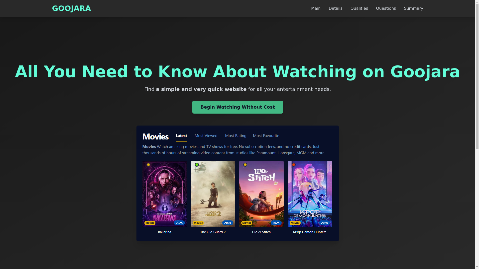website screenshot of https://goojara-1j3n.pages.dev/