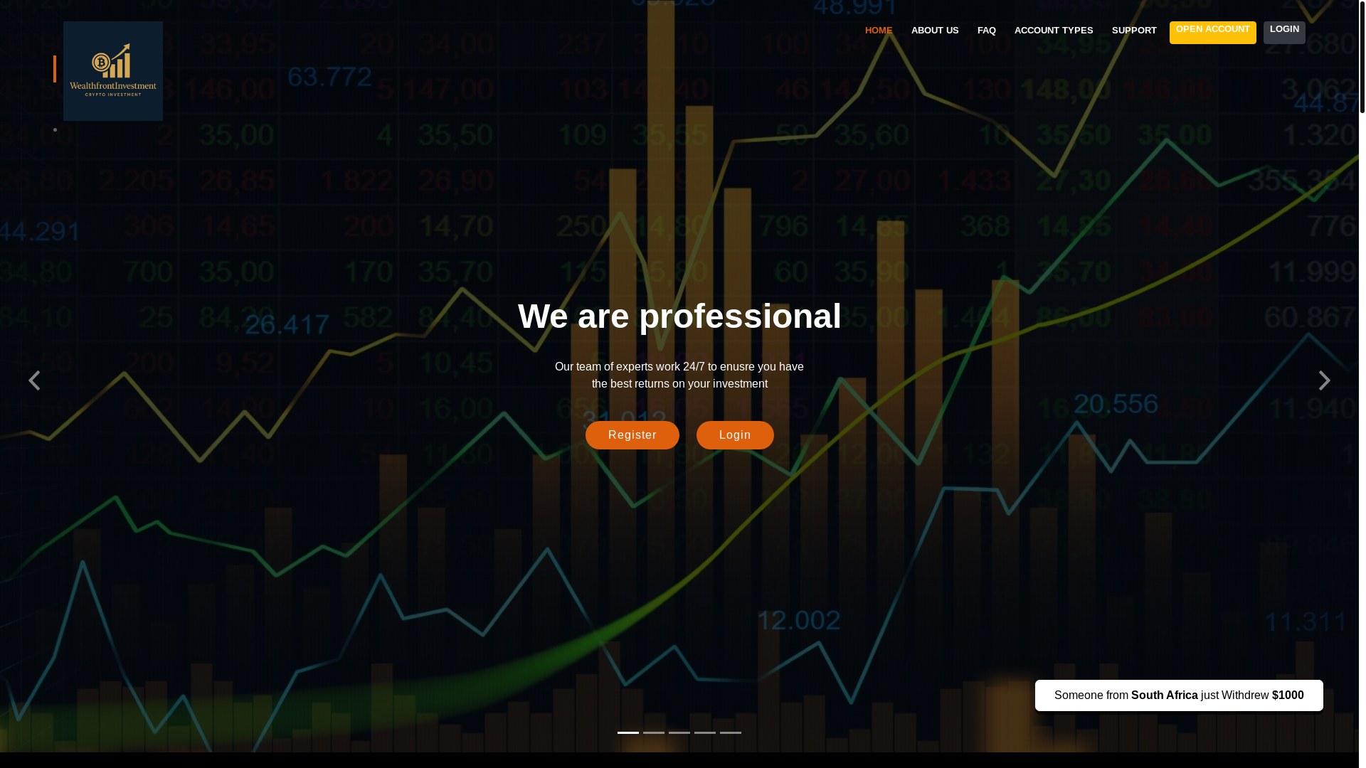 website screenshot of https://wealthfrontinvestment.online/
