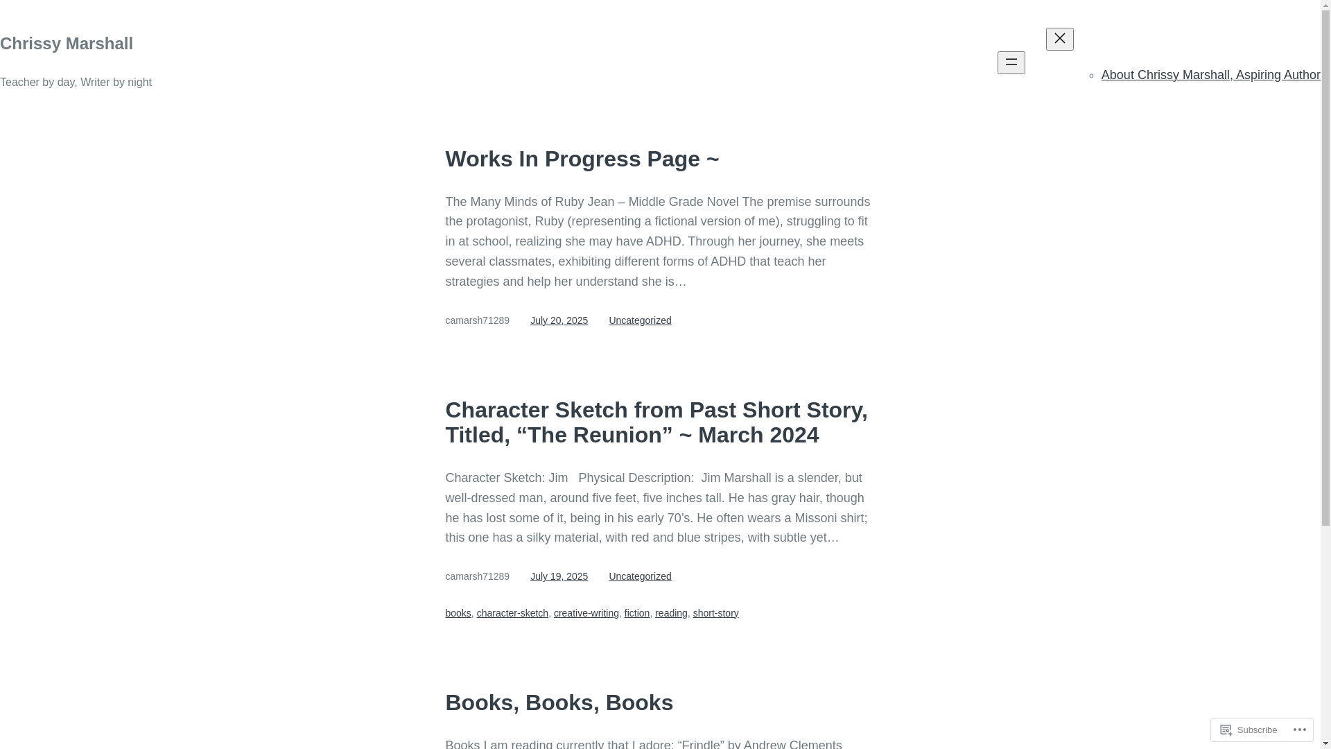 website screenshot of https://chrissymarshallauthor.com/