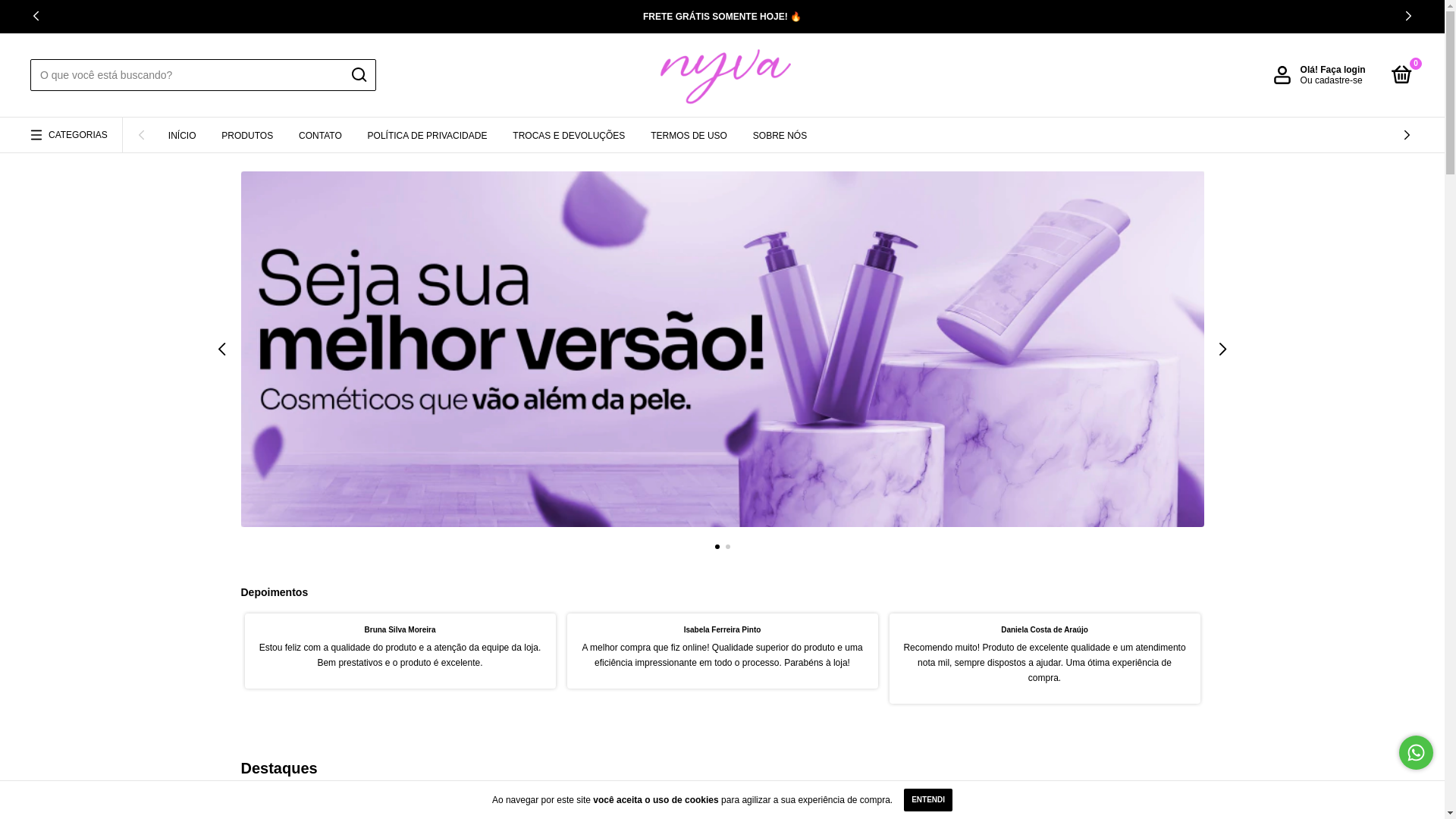 website screenshot of https://nyvastore.com.br/