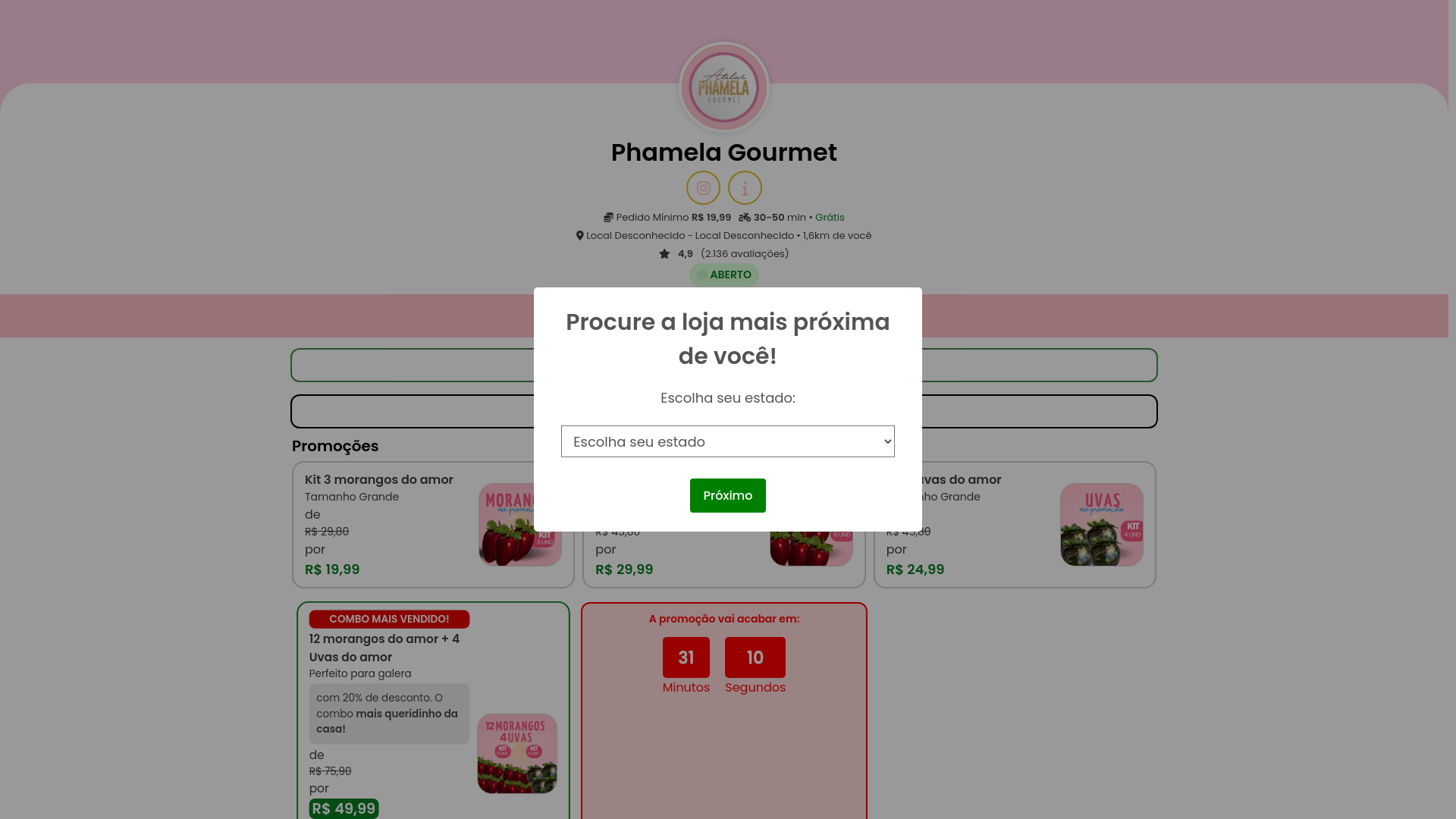 website screenshot of https://phameladoces.online/
