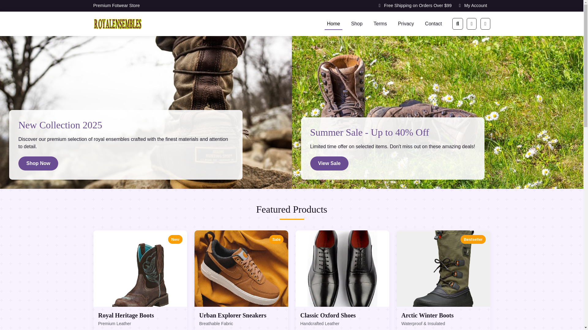 website screenshot of https://royalensembles.store/