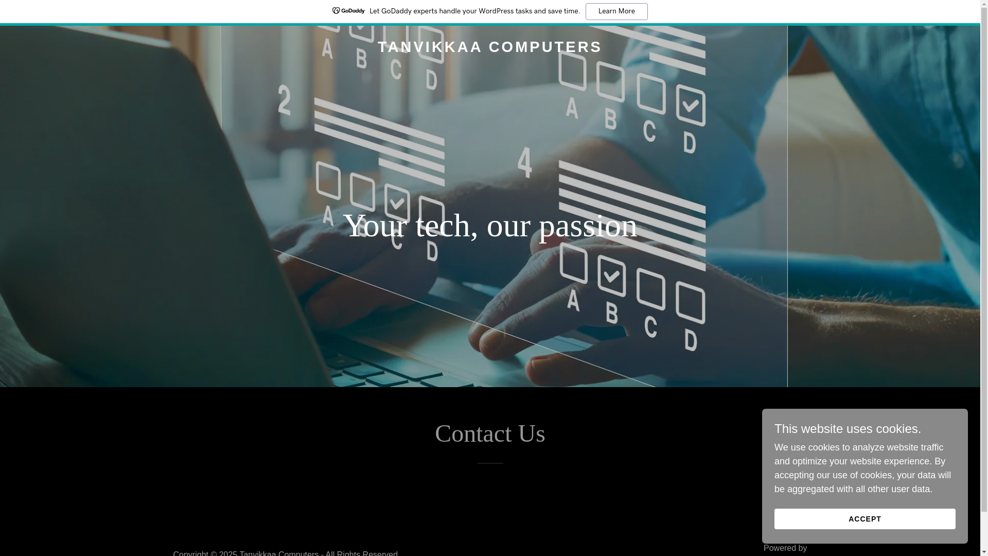 website screenshot of https://tanvikkaacomputers.com/