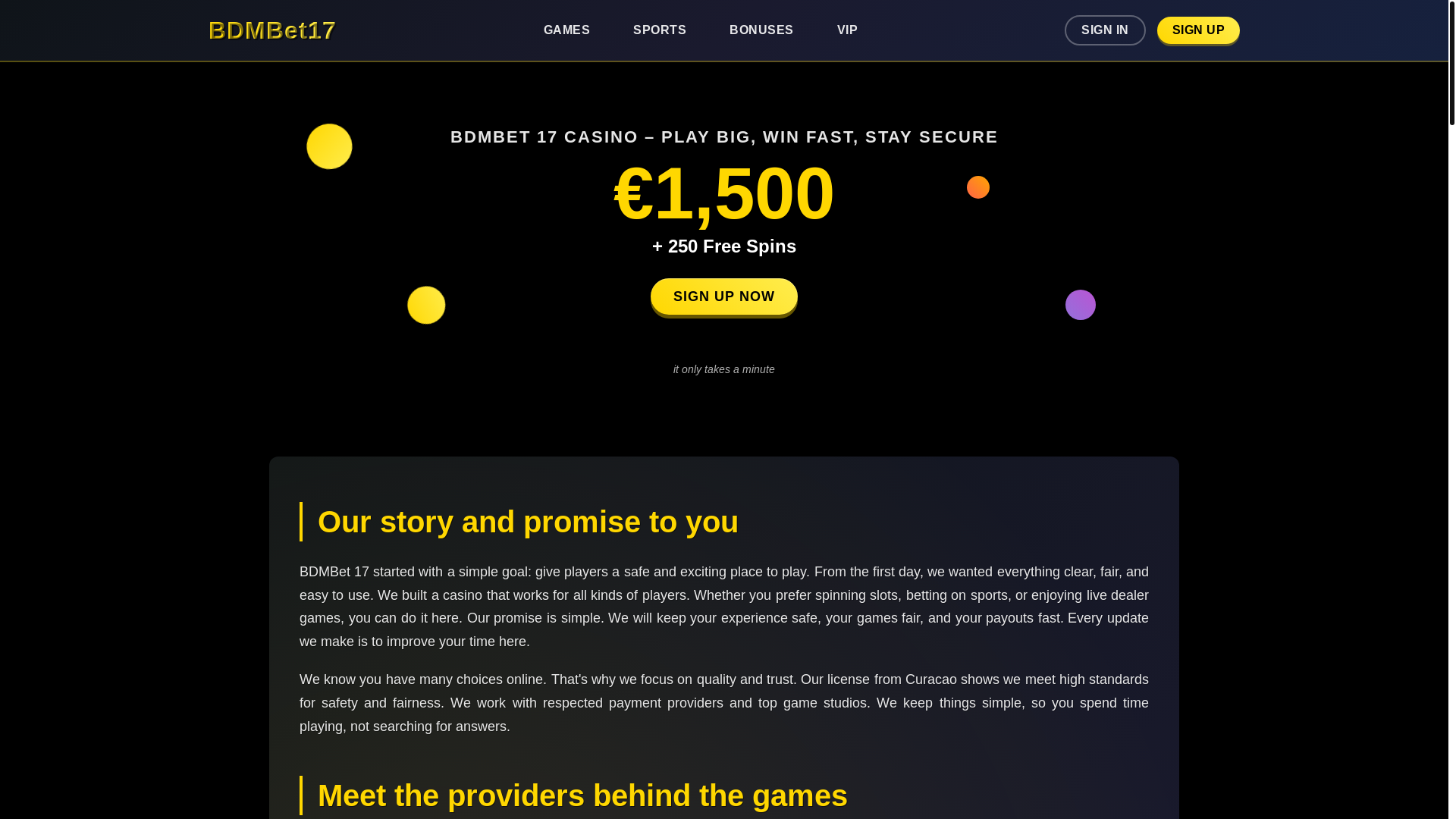 website screenshot of https://bdmbet17casino.com/