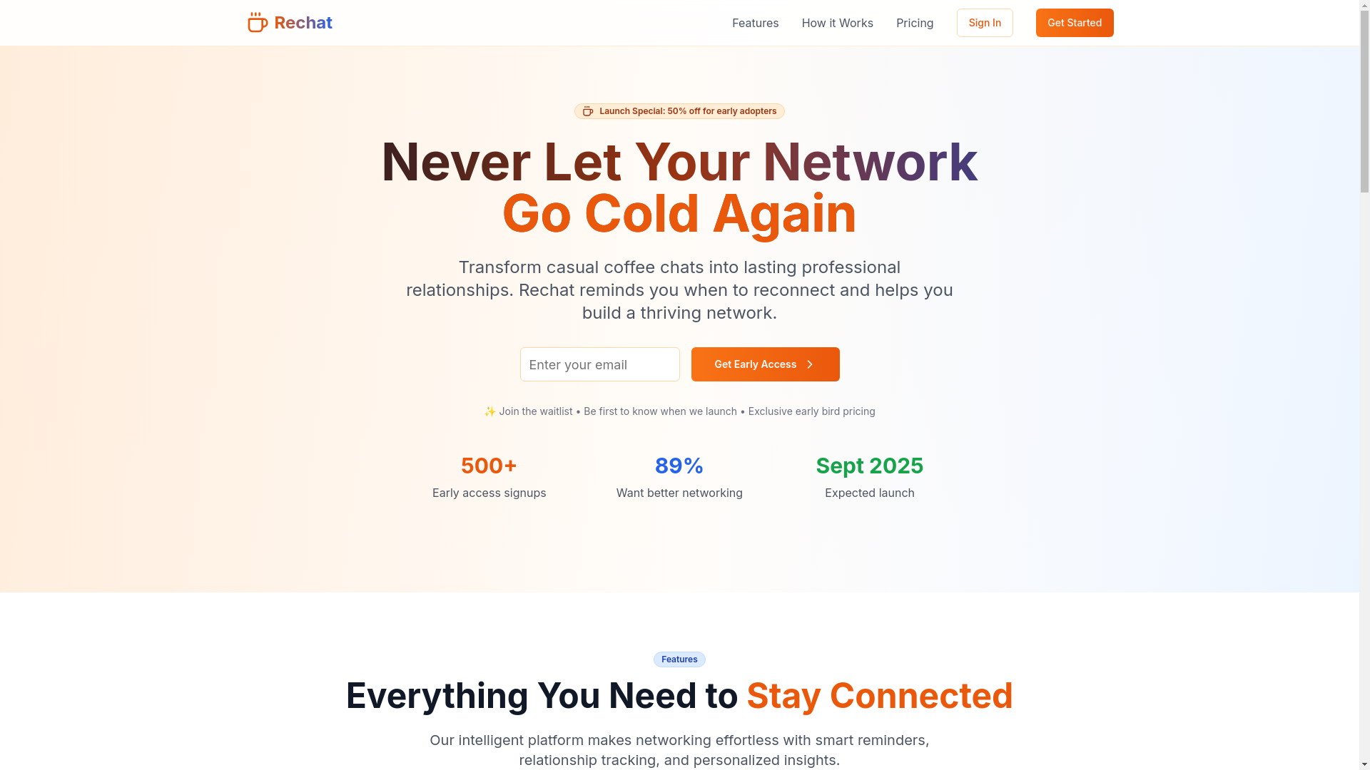 website screenshot of https://rechat.vc/