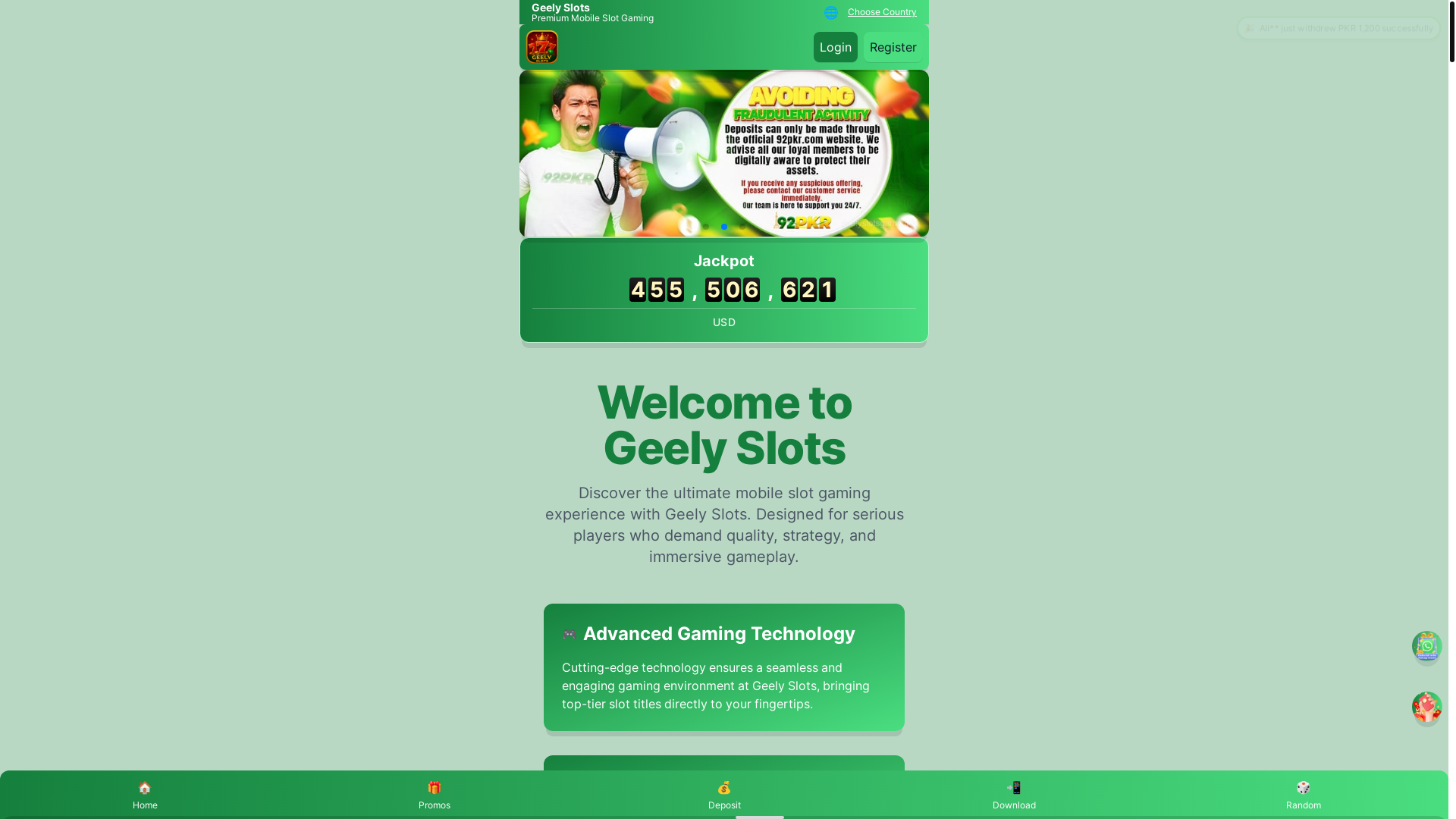 website screenshot of https://geelyslotsgame.info/