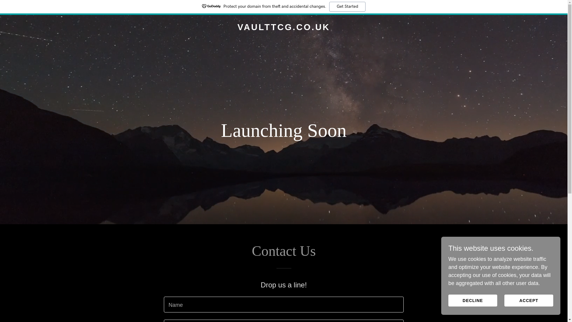 website screenshot of https://vaulttcg.co.uk/