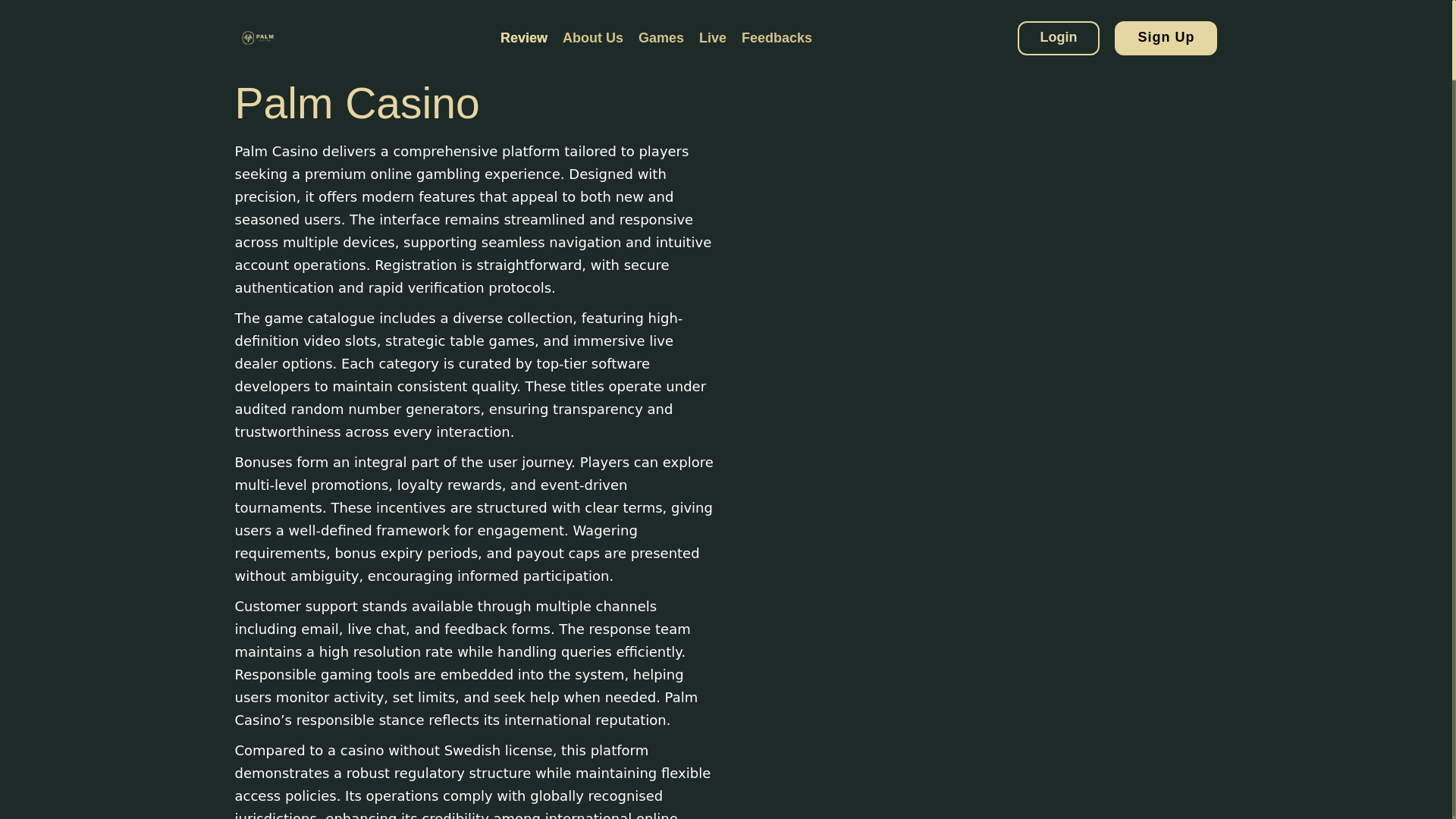 website screenshot of https://palmcasino.org.uk/