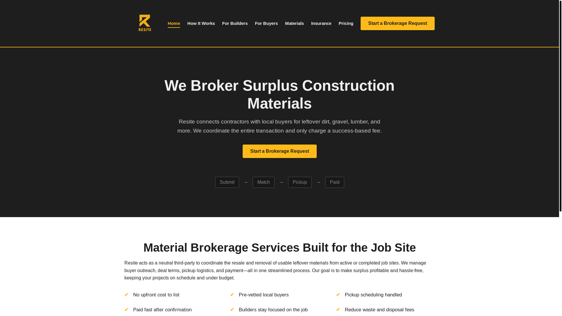 website screenshot of https://resitematerials.pages.dev/