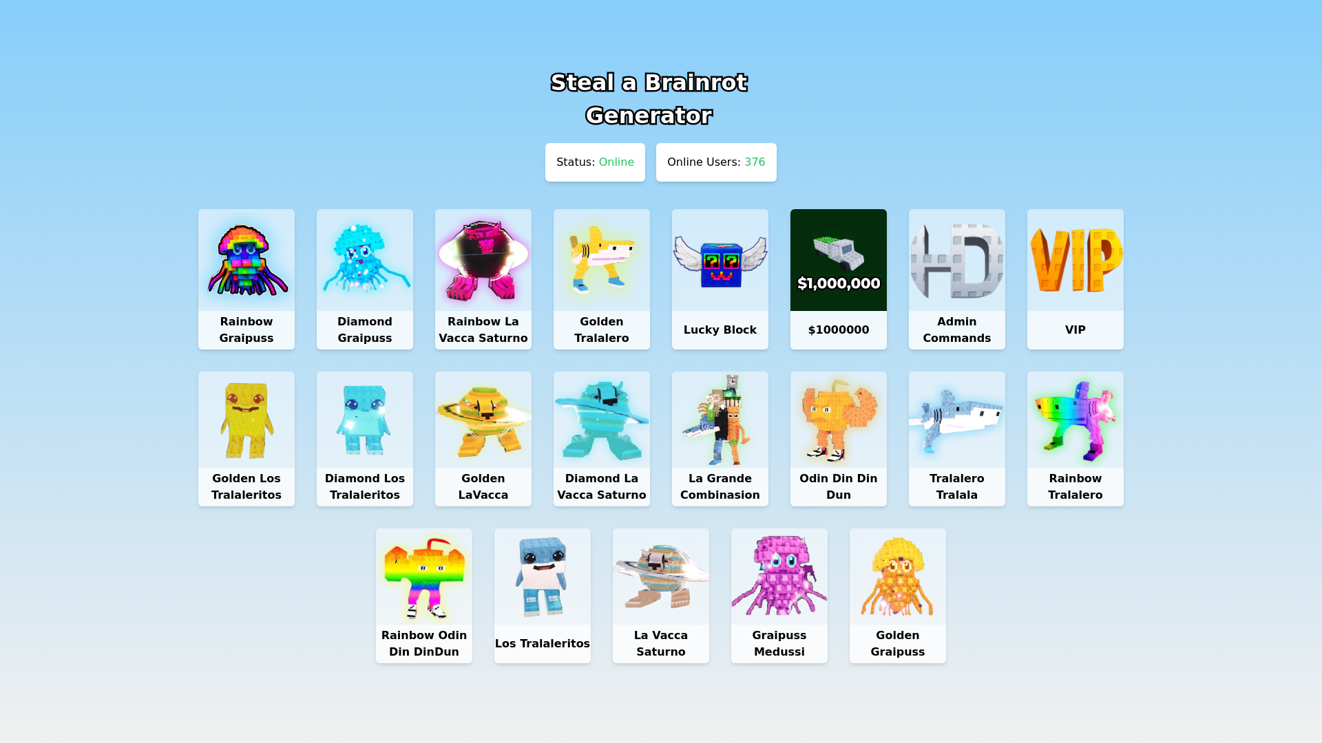 website screenshot of https://stealabrainrott.site/