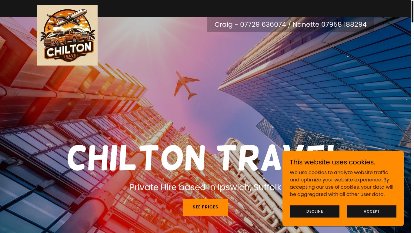 website screenshot of https://chiltontravel.com/