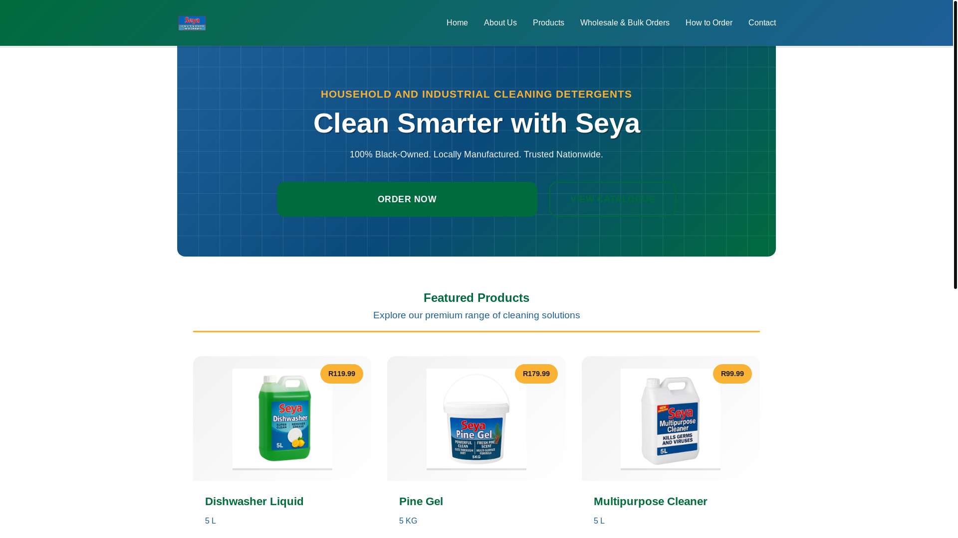 website screenshot of https://seyadetergents.co.za/