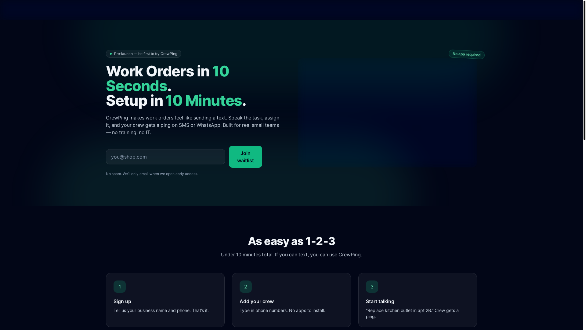 website screenshot of https://crewping.com/
