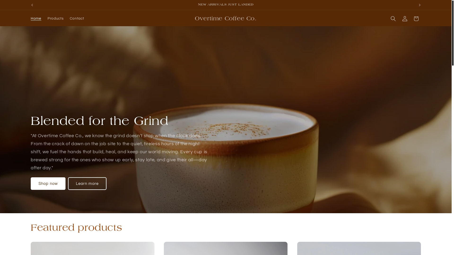 website screenshot of https://overtimecoffeeco.com/